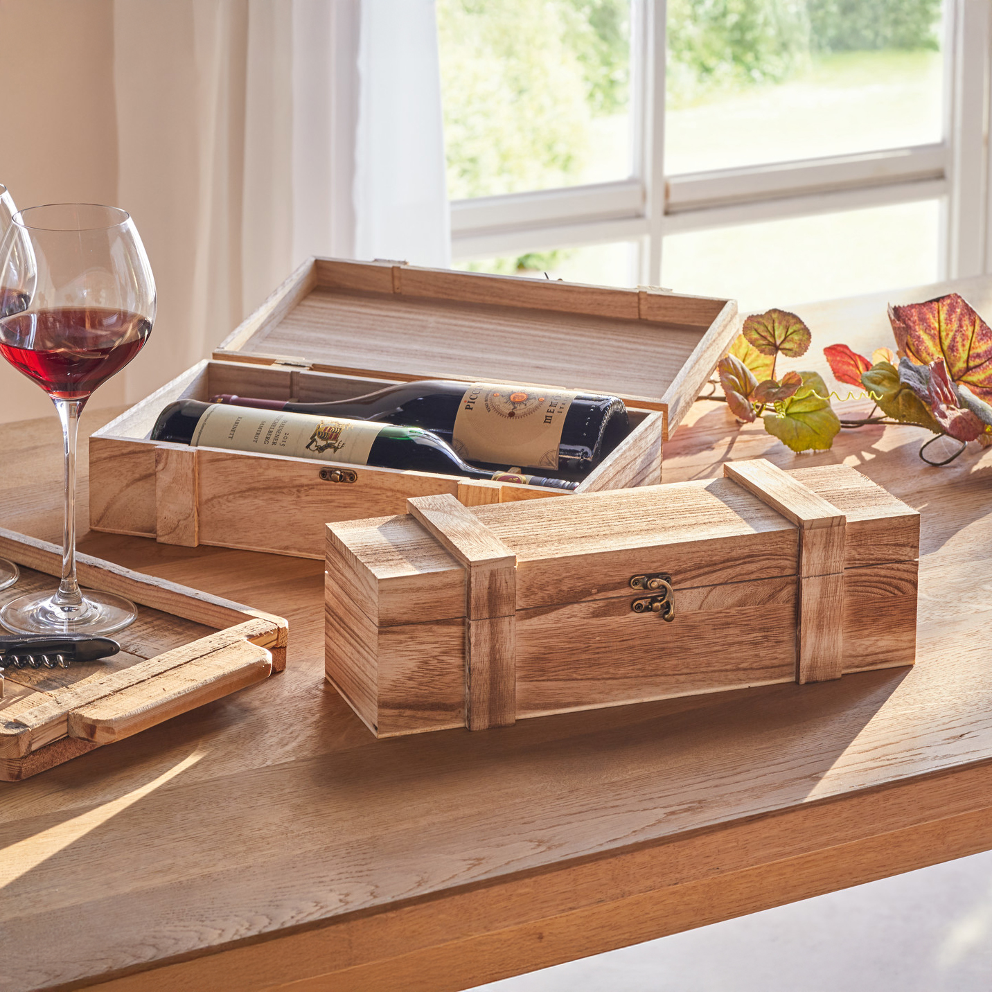 Holztruhe "Rustikal", für 1 Flasche  im Frank Flechtwaren Online Shop kaufen