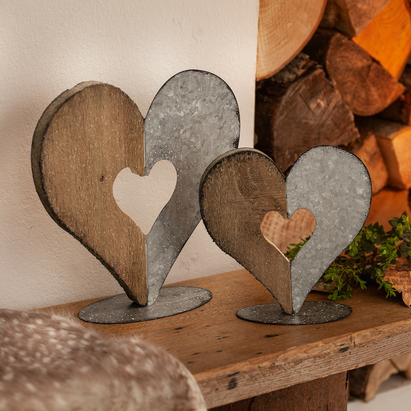 Acheter Lot de 2 cœurs de décoration "mixe"  dans la boutique en ligne de Frank Flechtwaren