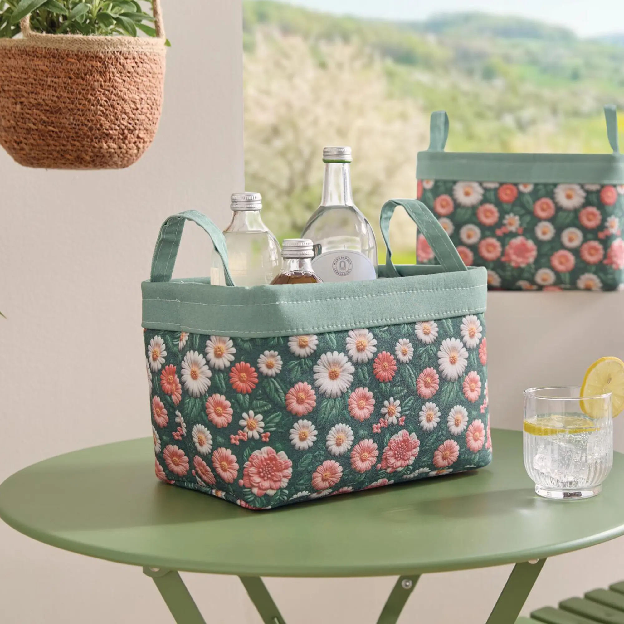 Stoffkorb "Blumen", klein  im Frank Flechtwaren Online Shop kaufen