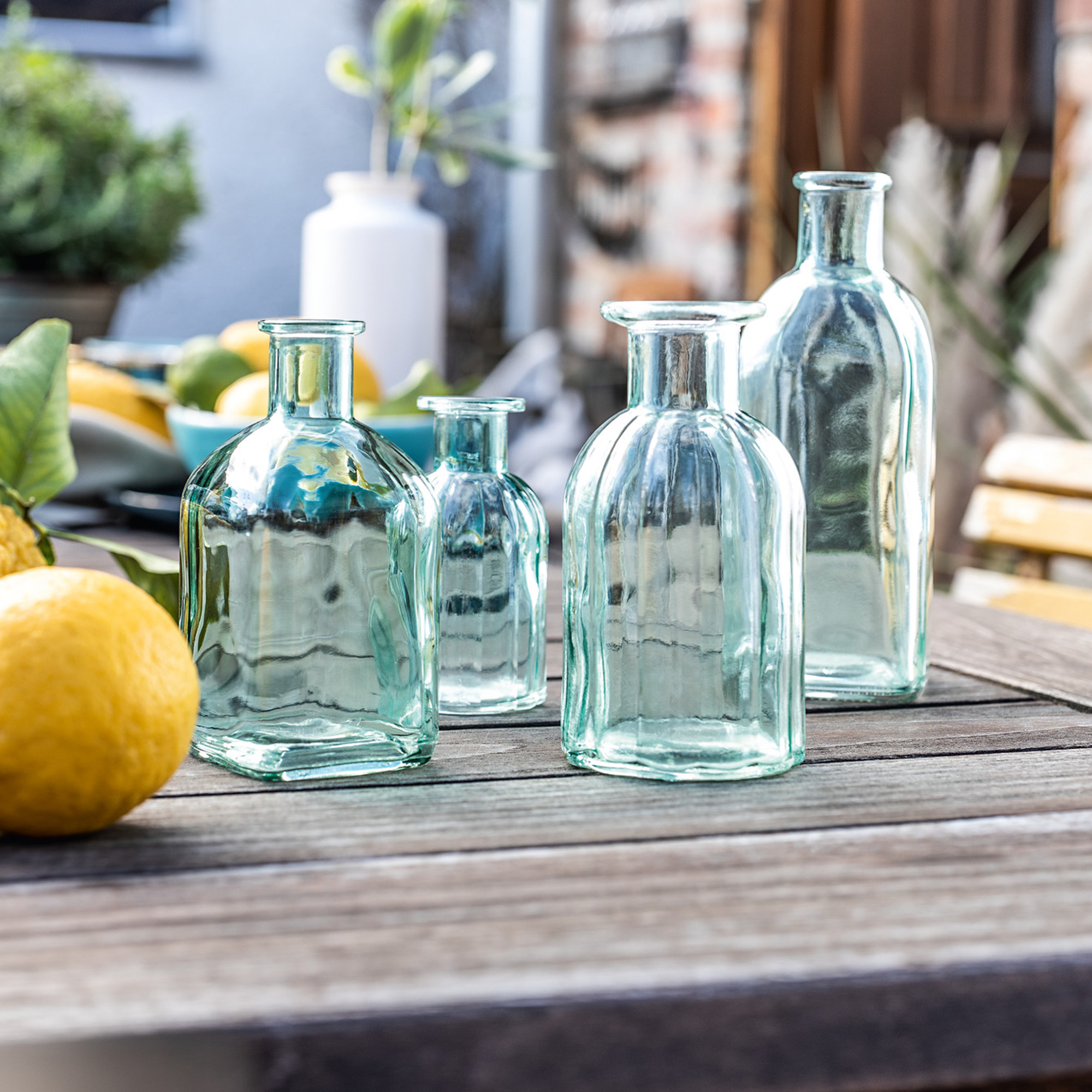 Dekovase "Aquagrün", 4er Set  im Frank Flechtwaren Online Shop kaufen