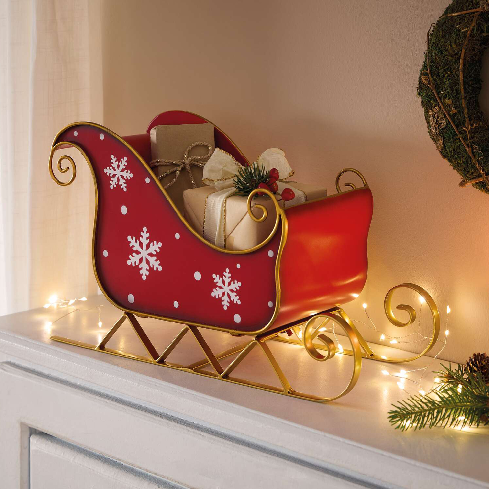 Metallschlitten "Schneeflocken"  im Frank Flechtwaren Online Shop für Schlitten kaufen