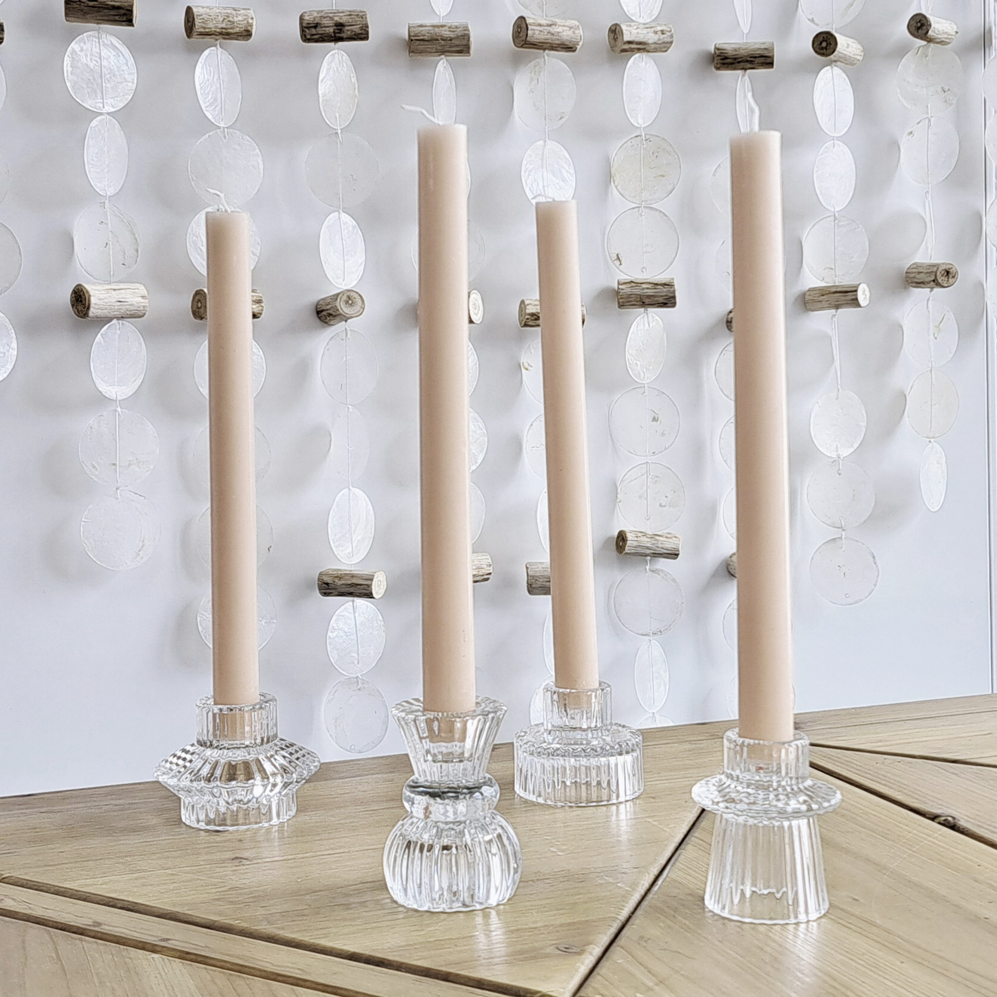 Stabkerze "Pastellbeige", 4er Set  im Frank Flechtwaren Online Shop kaufen