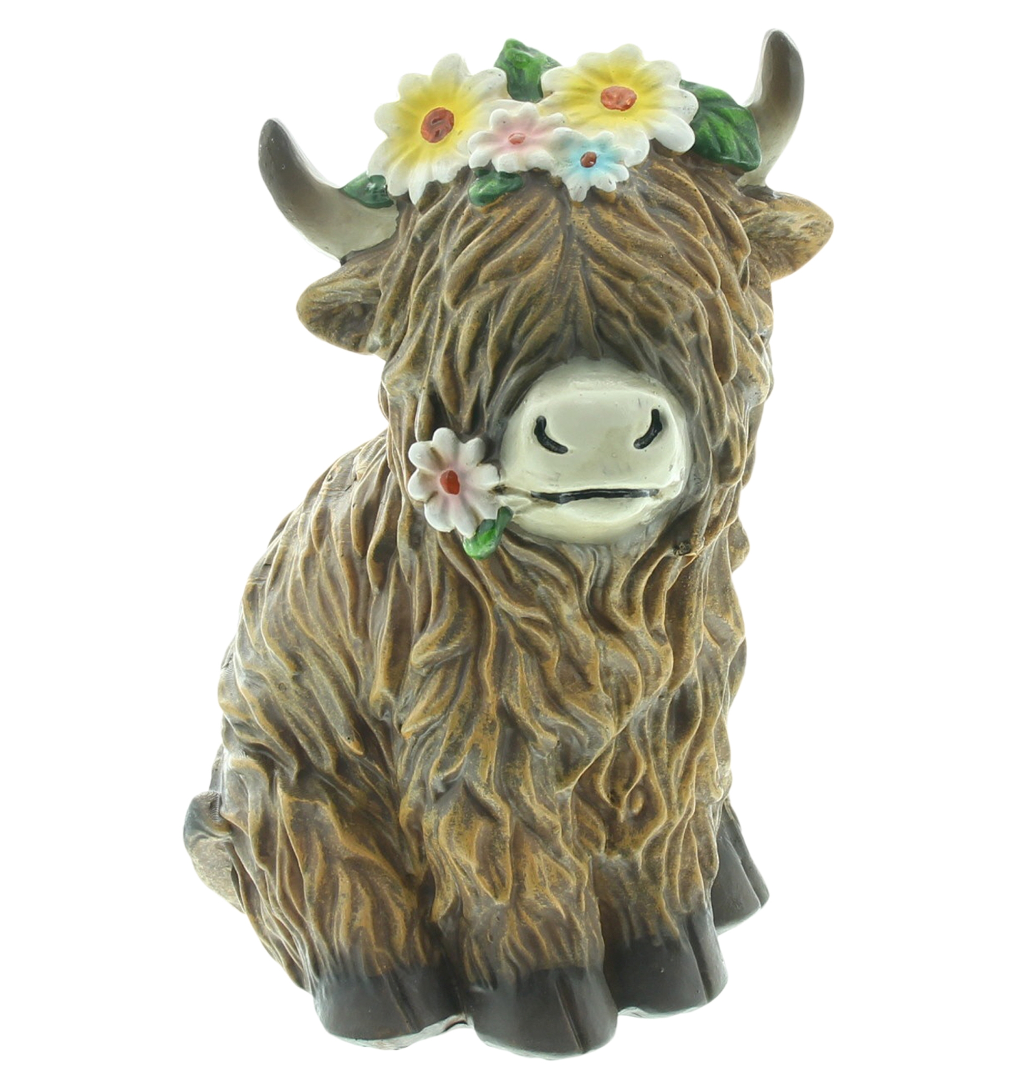 Dekofigur "Stier mit Blumenkranz"  im Frank Flechtwaren Online Shop für Dekofiguren kaufen
