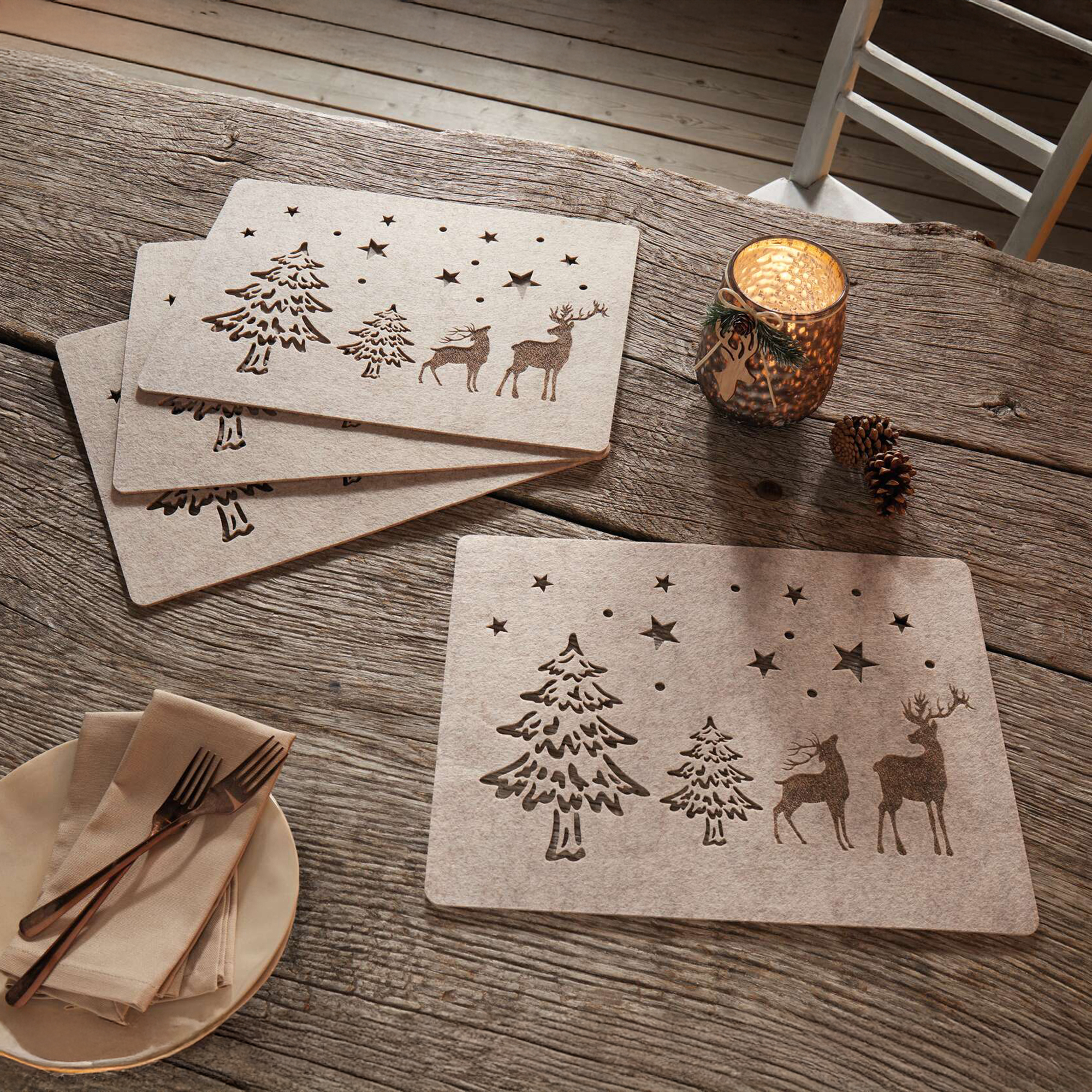 Platzmatte "Winterwald", 4er Set  im Frank Flechtwaren Online Shop kaufen