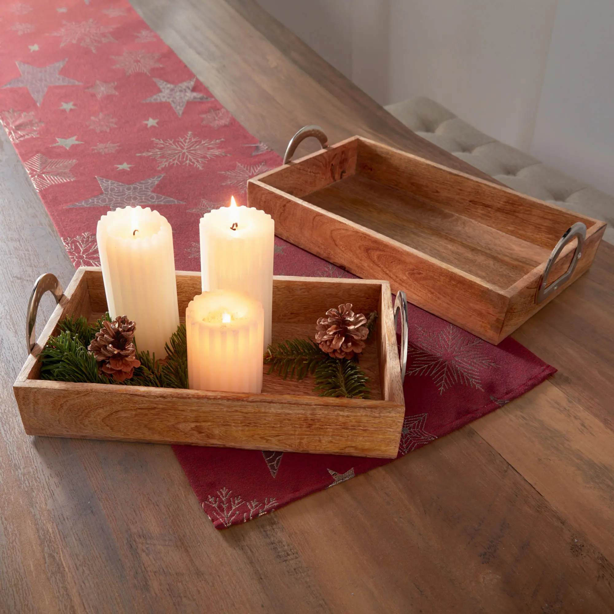 Serviertablett "Mangoholz", 2er Set  im Frank Flechtwaren Online Shop kaufen