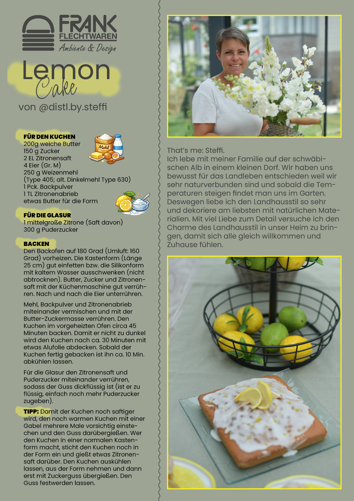 Ein Bild eines Kuchenrezeptes zum Download Lemon Cake Rezept zum Download