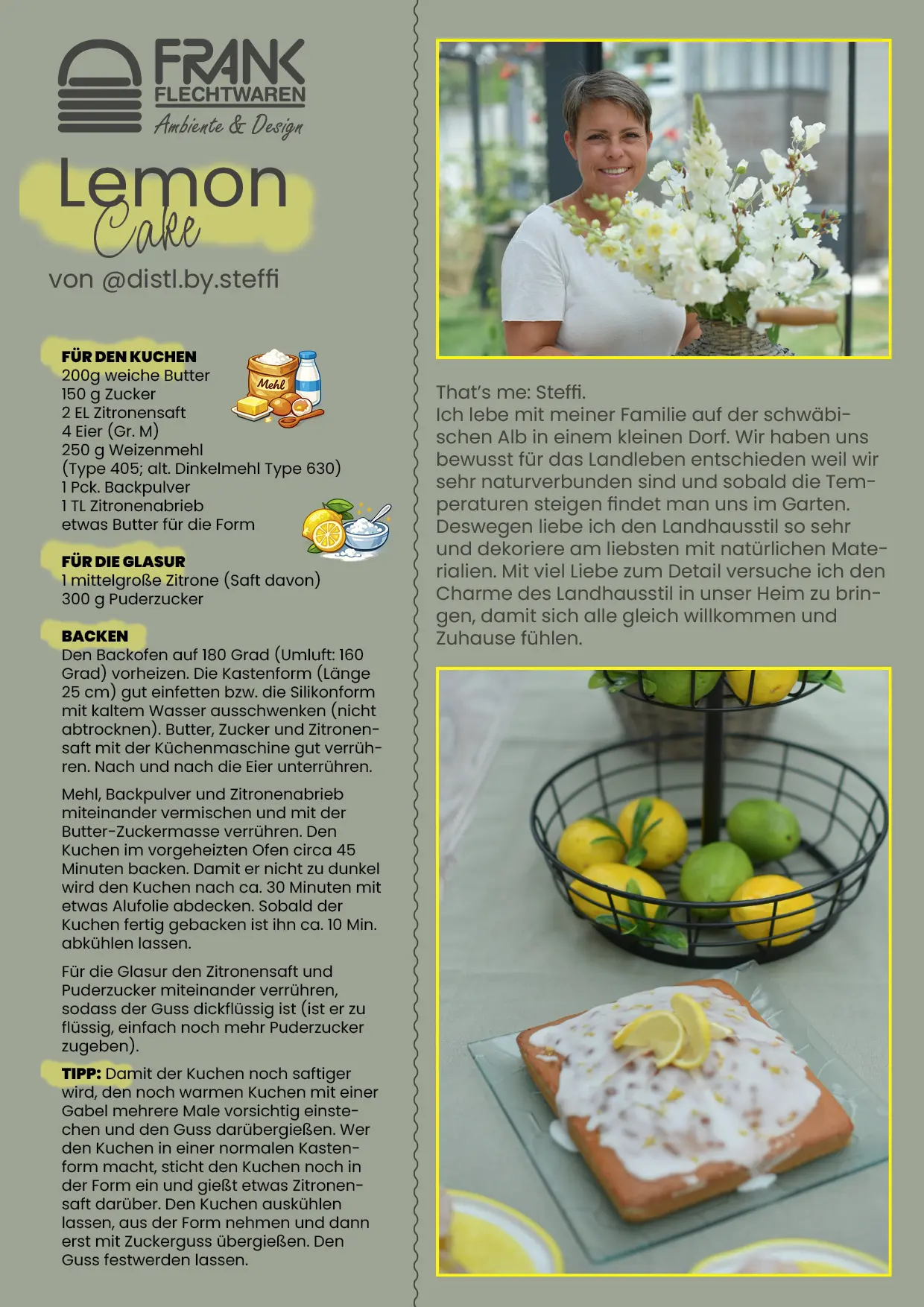 Ein Bild eines Kuchenrezeptes zum Download Lemon Cake Rezept zum Download