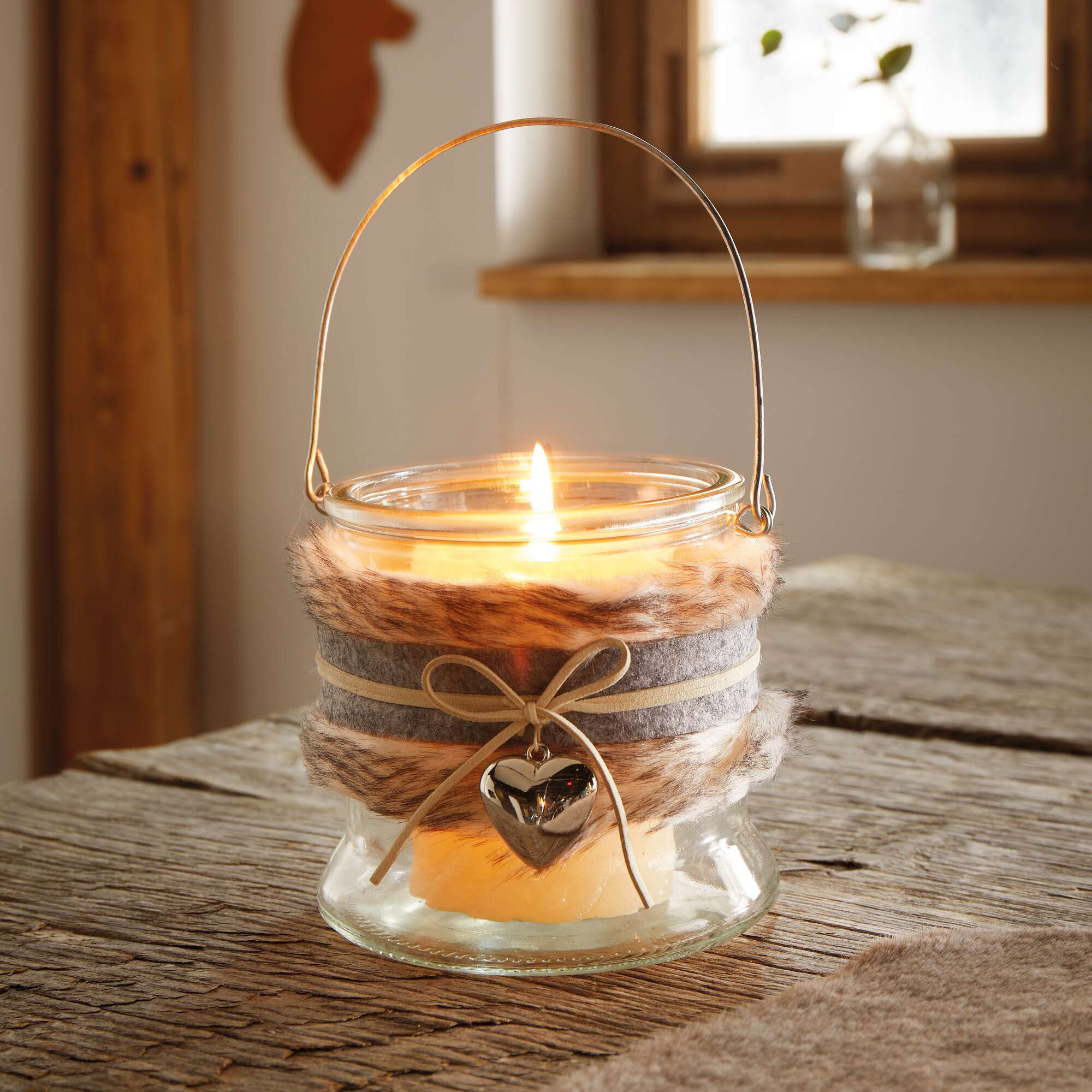 Windlicht "Silberherz"  im Frank Flechtwaren Online Shop kaufen