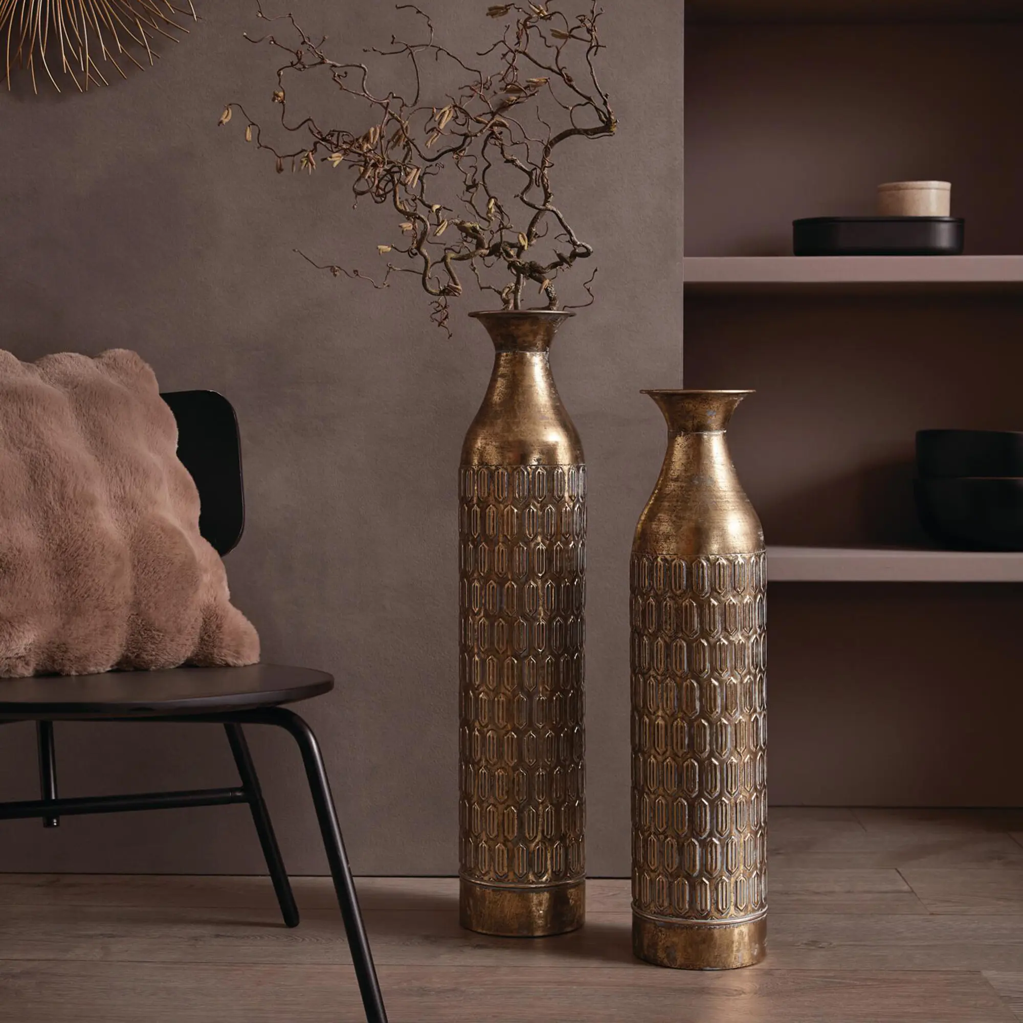 Deko-Bodenvase "Gold", 2er Set  im Frank Flechtwaren Online Shop kaufen
