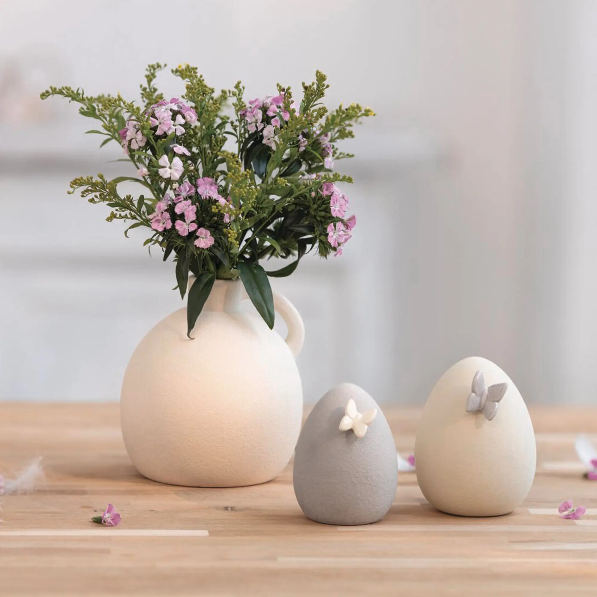Osterdeko "Ei mit Schmetterling", 2er Set  im Frank Flechtwaren Online Shop kaufen