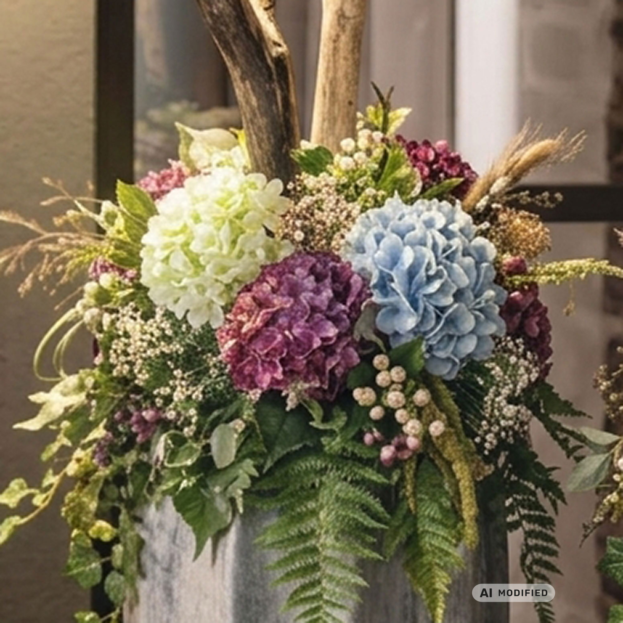 Kunstblume "Weiße Hortensie"  im Frank Flechtwaren Online Shop kaufen