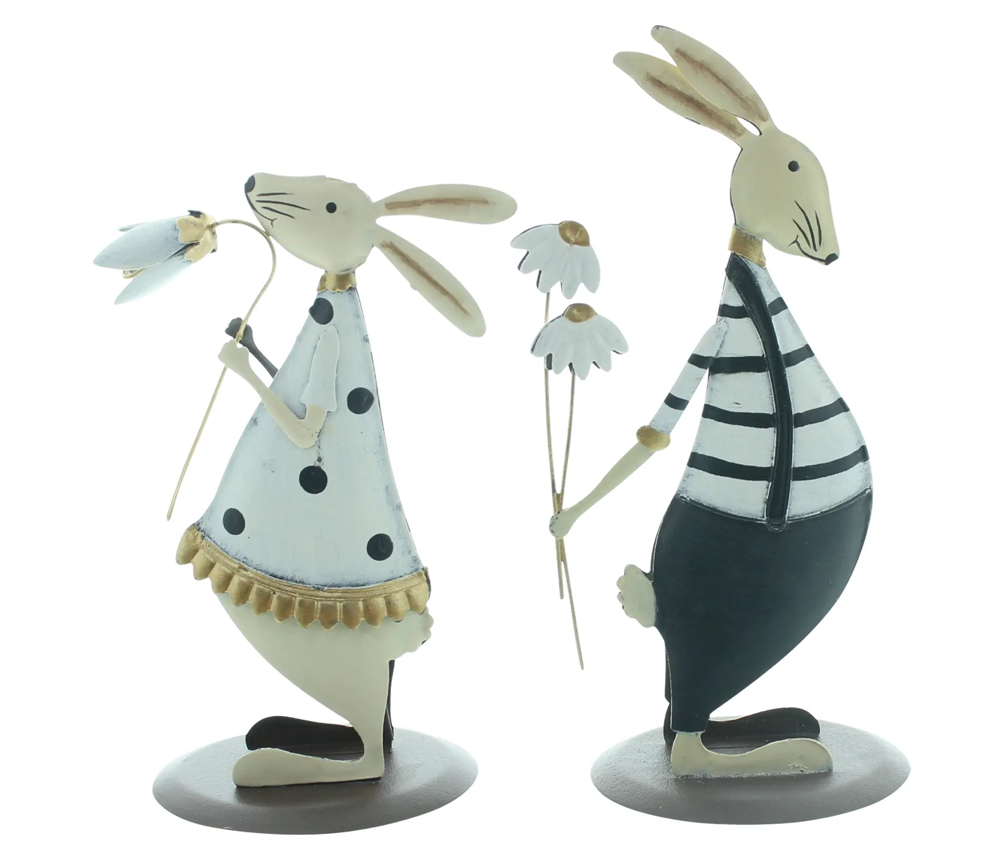 Figur "Hasenpaar mit Blümchen", 2er Set  im Frank Flechtwaren Online Shop für Hasen &amp; Co kaufen