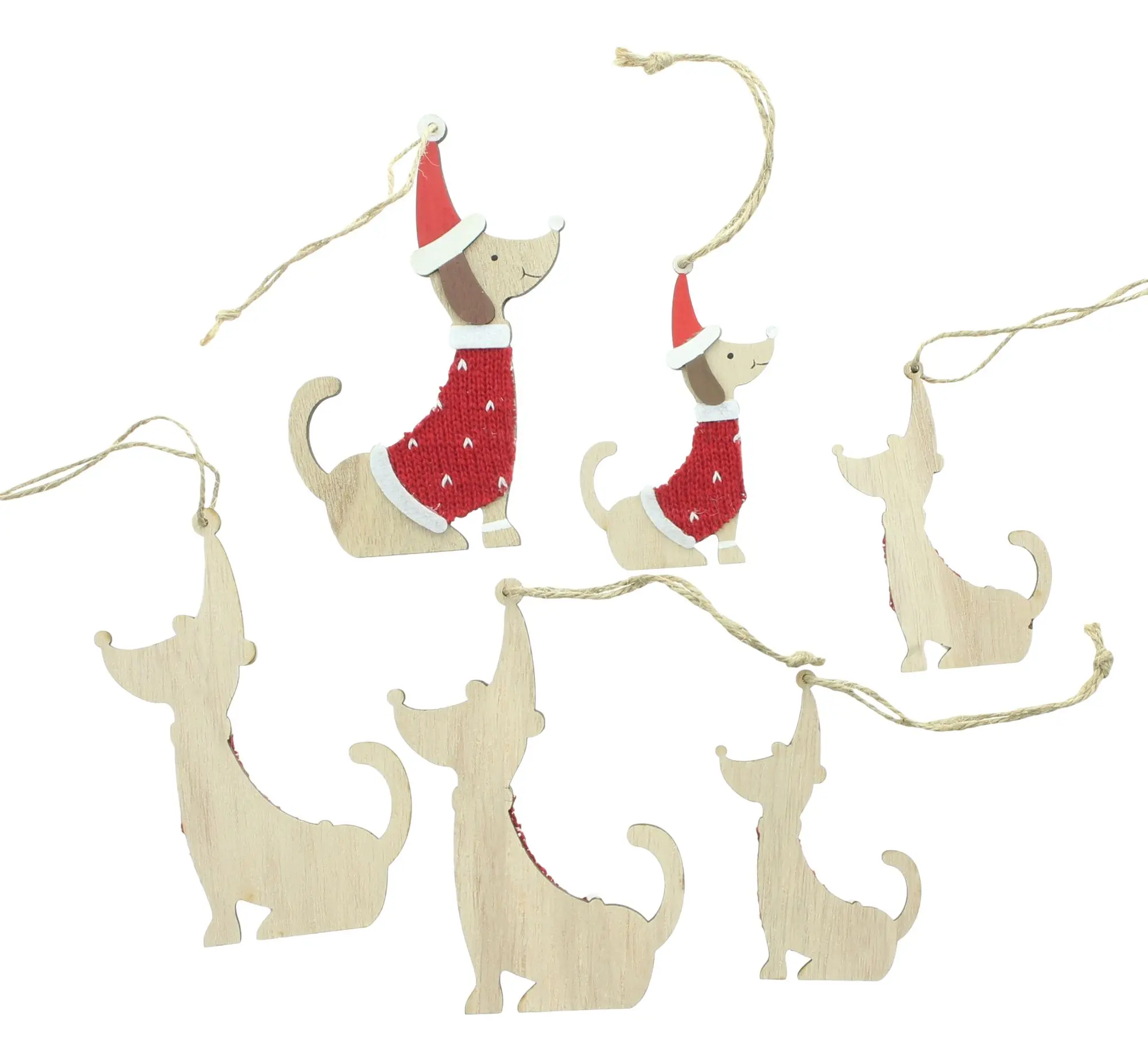 Deko-Hänger "Weihnachtsdackel", 6er Set  im Frank Flechtwaren Online Shop für Auf den Dackel gekommen kaufen