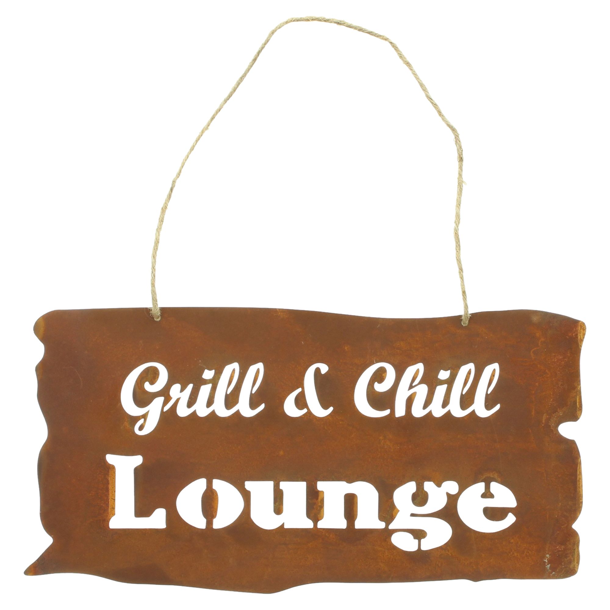 Schild "Grill &amp; Chill Lounge"  im Frank Flechtwaren Online Shop für Gerade eingetroffen kaufen