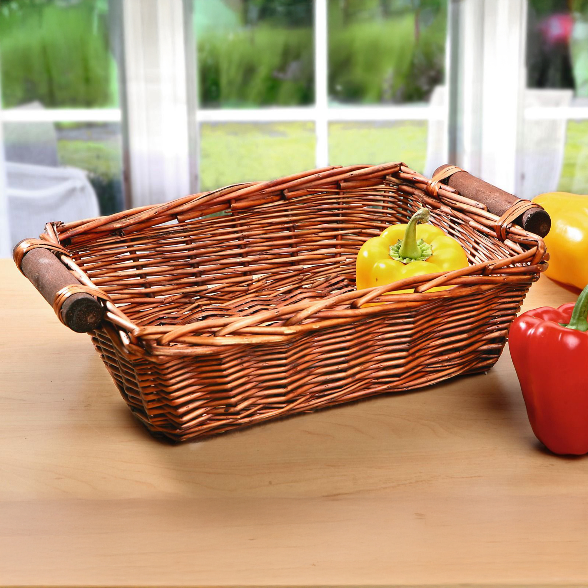 Schale mit Holzgriffen  im Frank Flechtwaren Online Shop kaufen