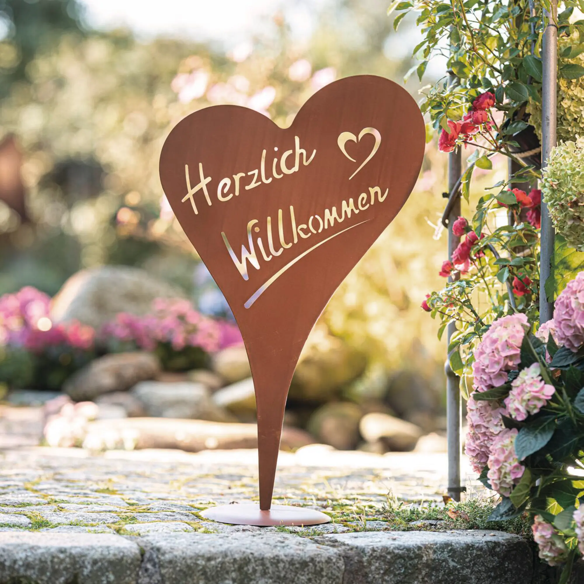 Herz "Herzlich Willkommen"  im Frank Flechtwaren Online Shop kaufen