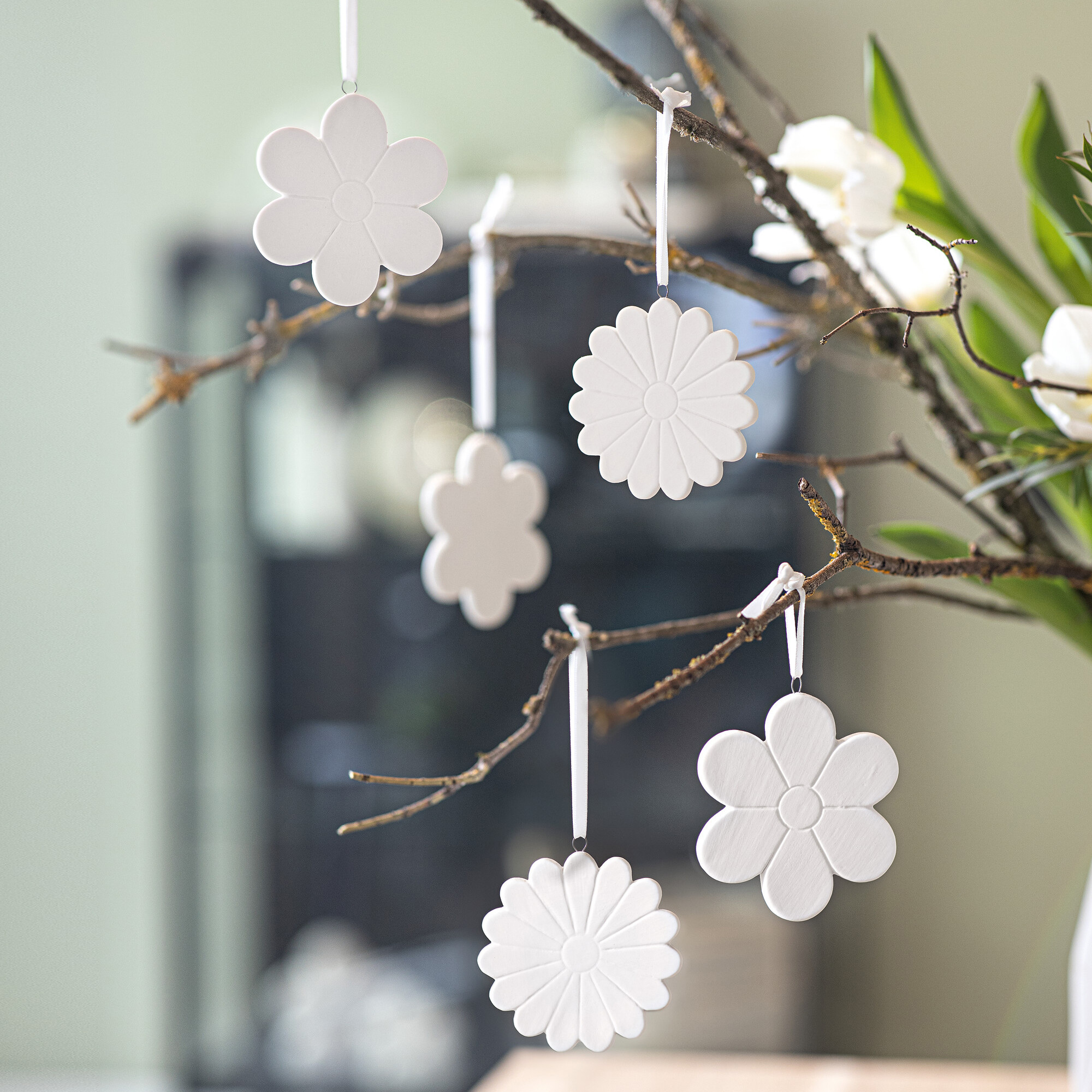 Hänger "Blüten", 12er Set im Frank Flechtwaren Online Shop für Ostern kaufen Hänger "Blüten", 12er Set im Frank Flechtwaren Online Shop für Ostern kaufen