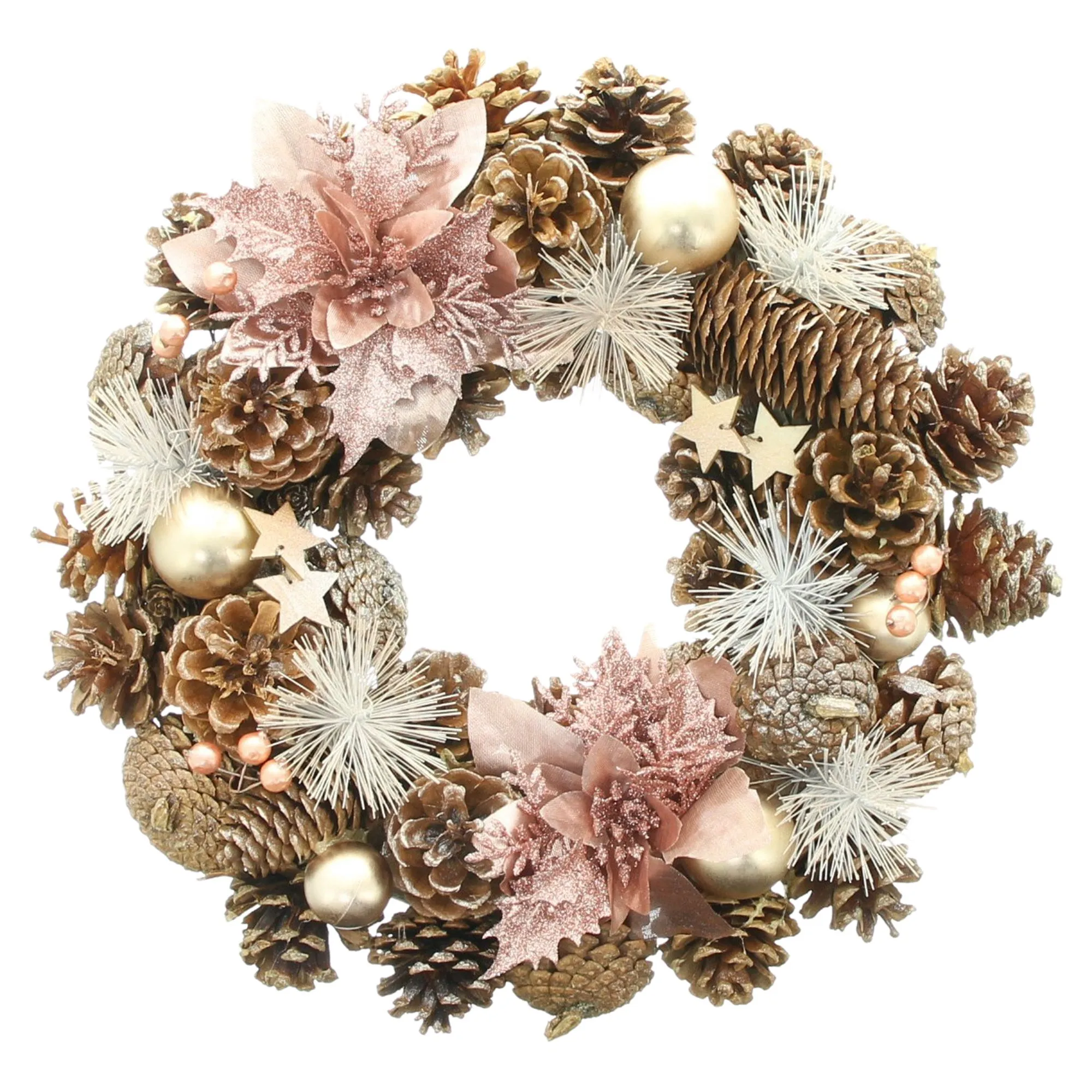 Weihnachtskranz "Rosé"  im Frank Flechtwaren Online Shop für Weihnachtliche Kränze kaufen