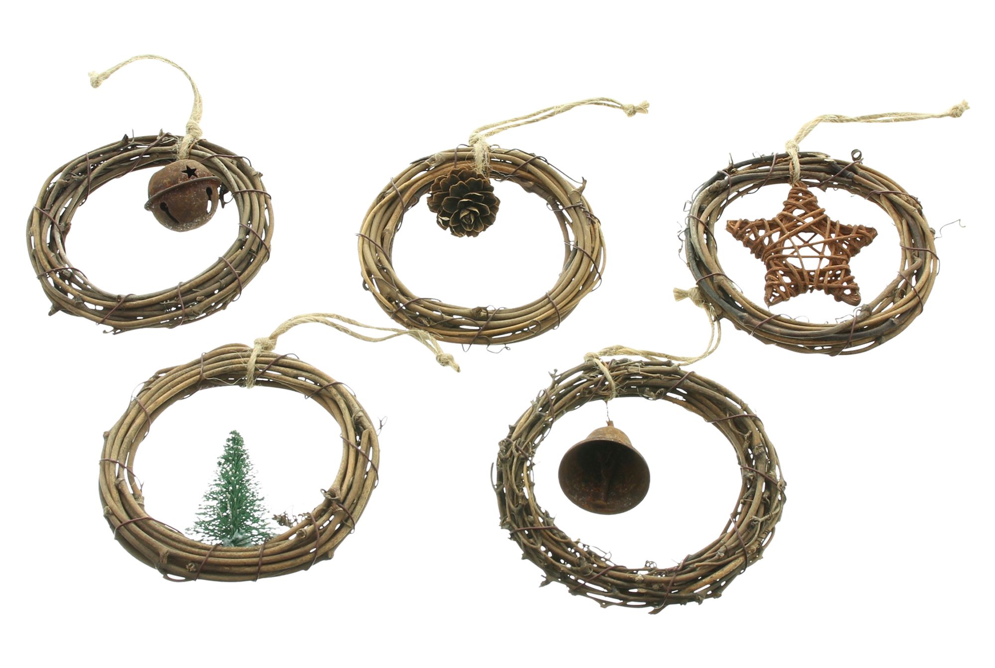 Hänger "Minikranz", 5er Set  im Frank Flechtwaren Online Shop für Weihnachten kaufen