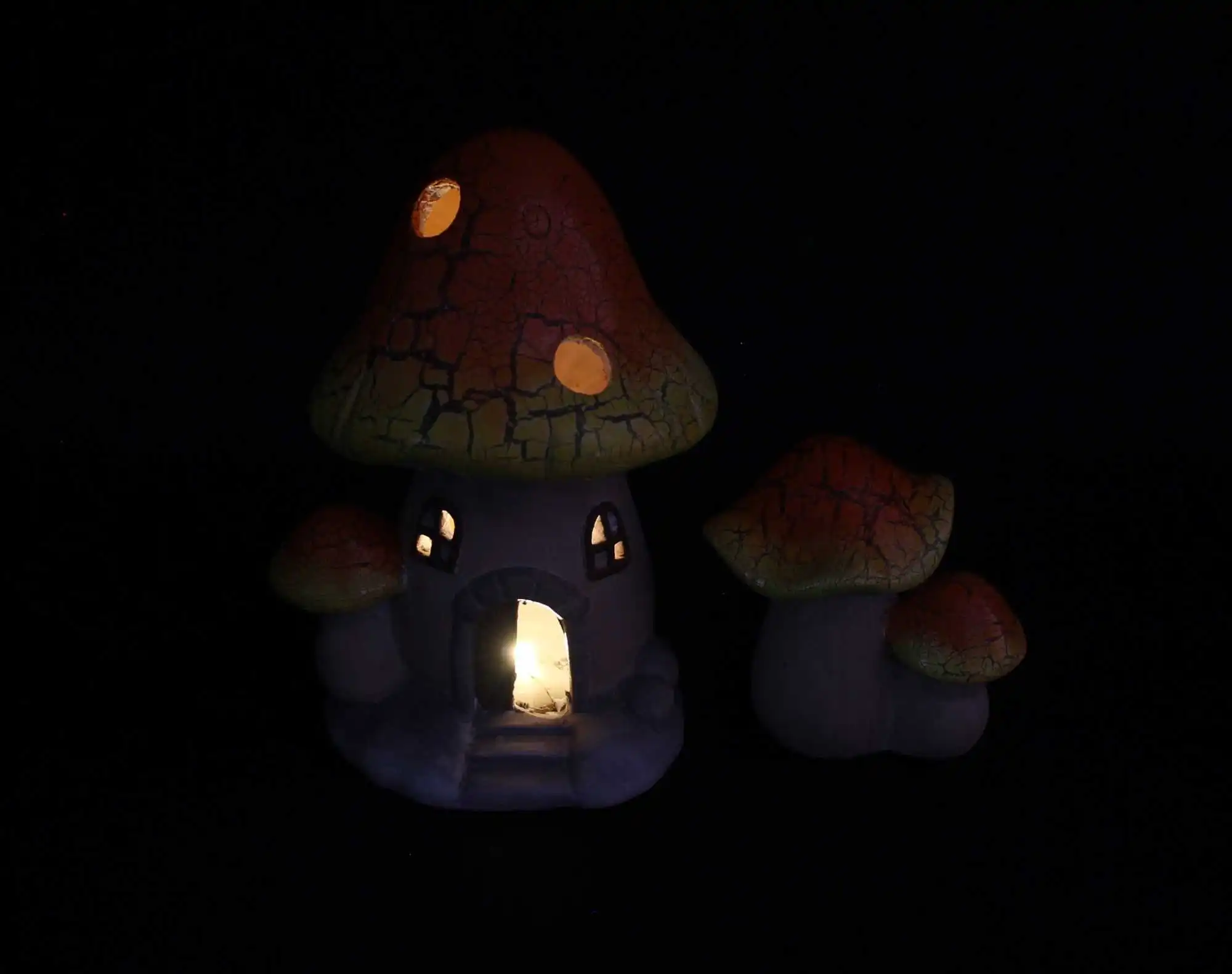 LED-Pilz "Haus", 2er Set  im Frank Flechtwaren Online Shop für Dekofiguren kaufen