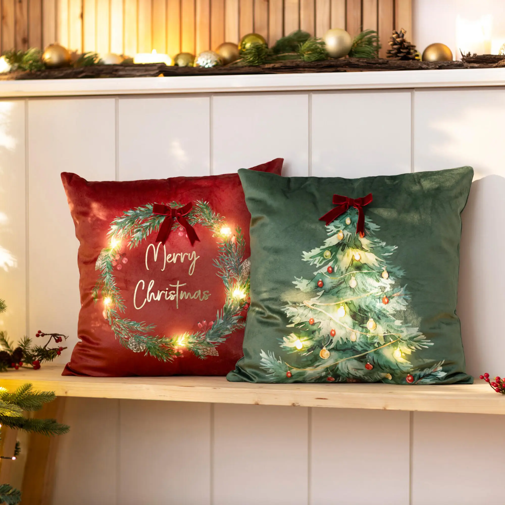 LED-Kissenhülle "Christmas", 2er Set  im Frank Flechtwaren Online Shop kaufen