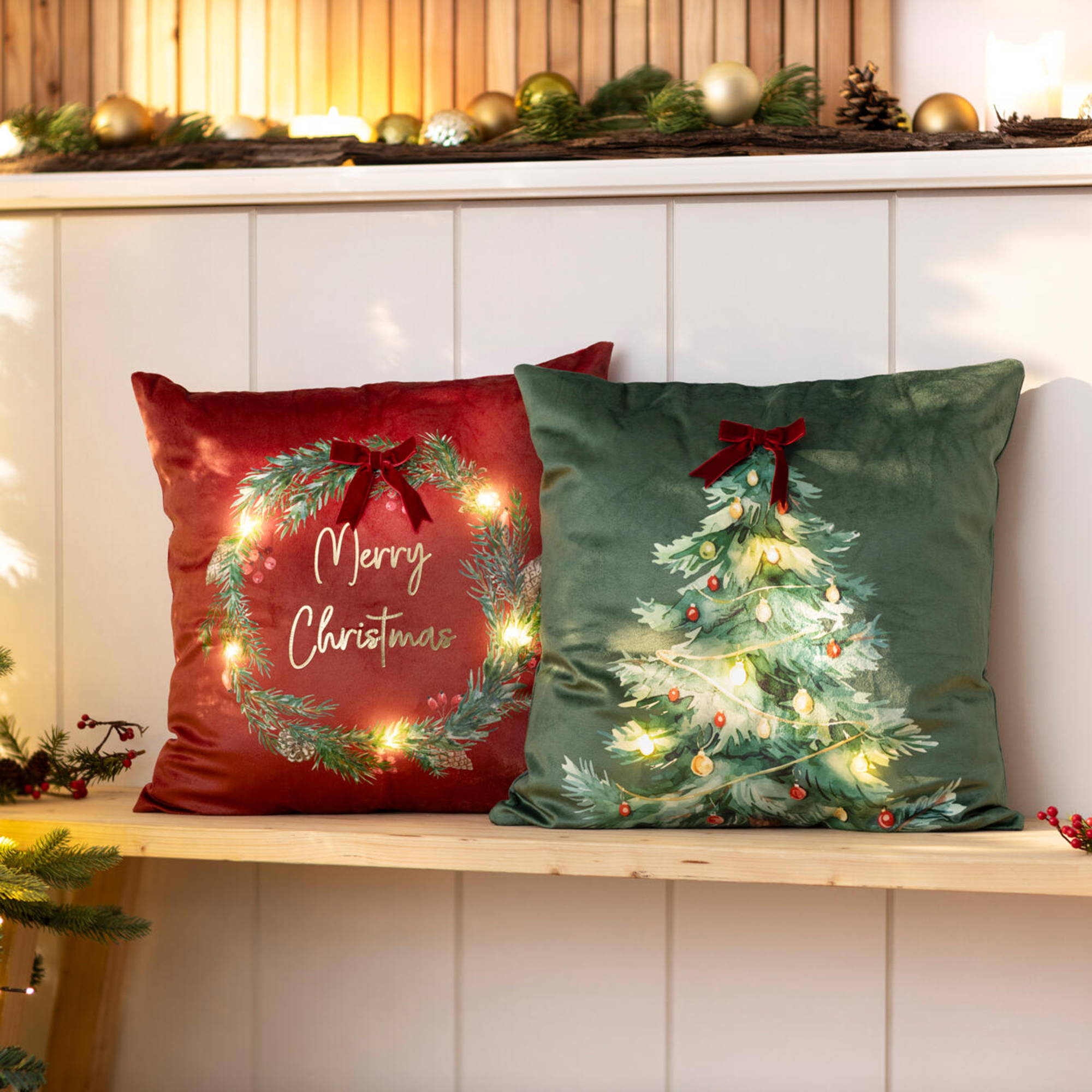LED-Kissenhülle "Christmas", 2er Set  im Frank Flechtwaren Online Shop kaufen