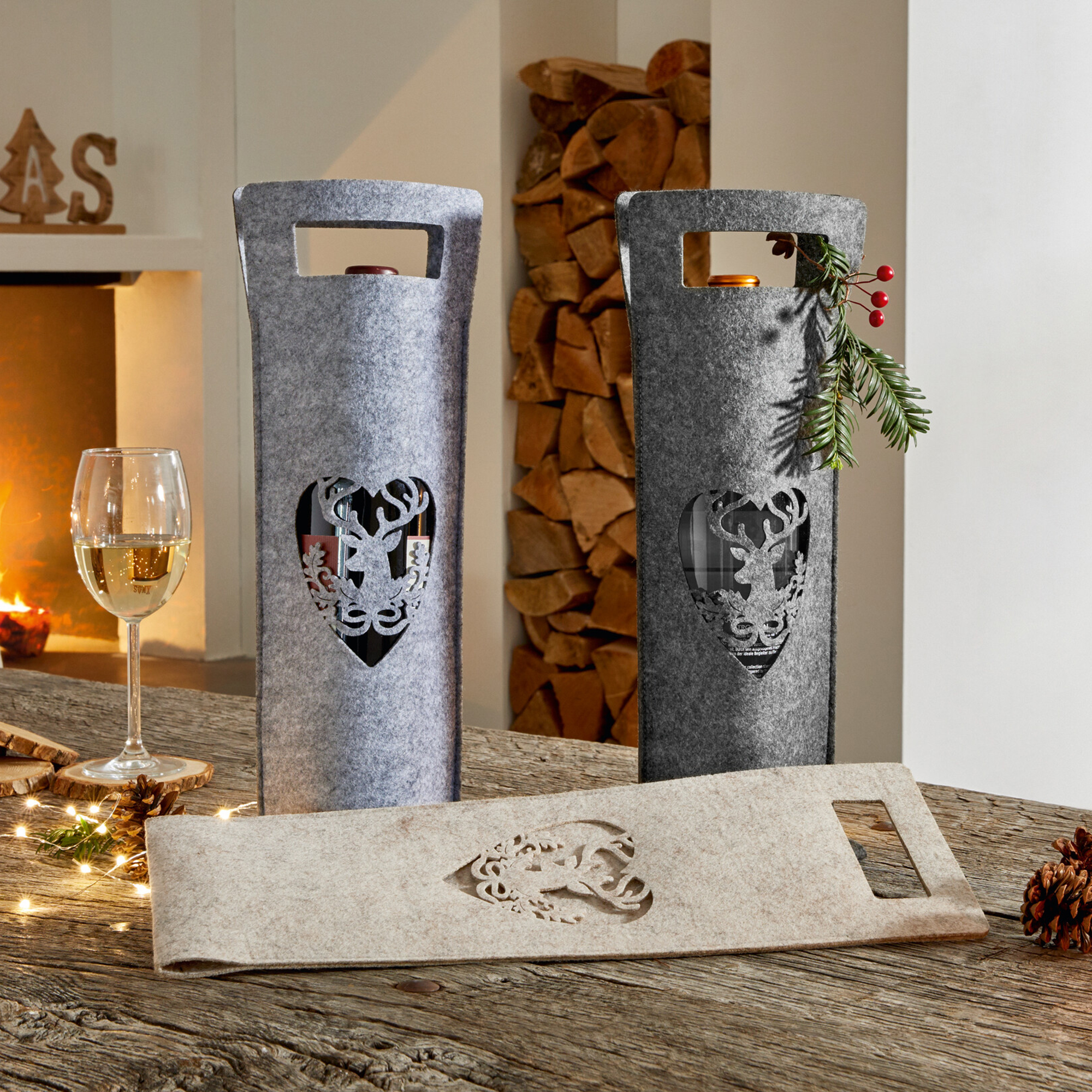 Geschenktasche "Hirsch", 3er Set  im Frank Flechtwaren Online Shop für Weihnachten kaufen