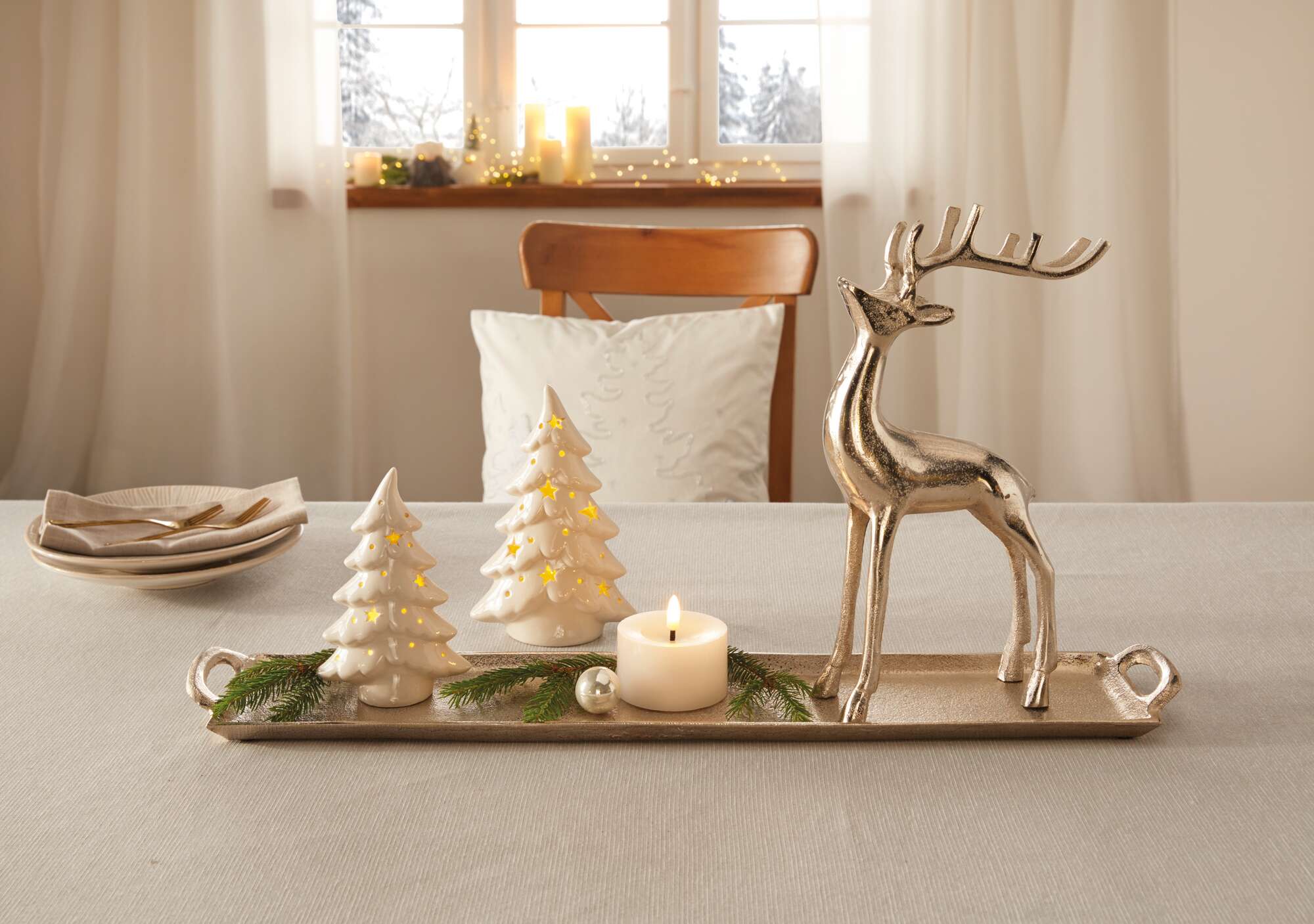 Rentier "Silberglanz"  im Frank Flechtwaren Online Shop für Dekofiguren kaufen