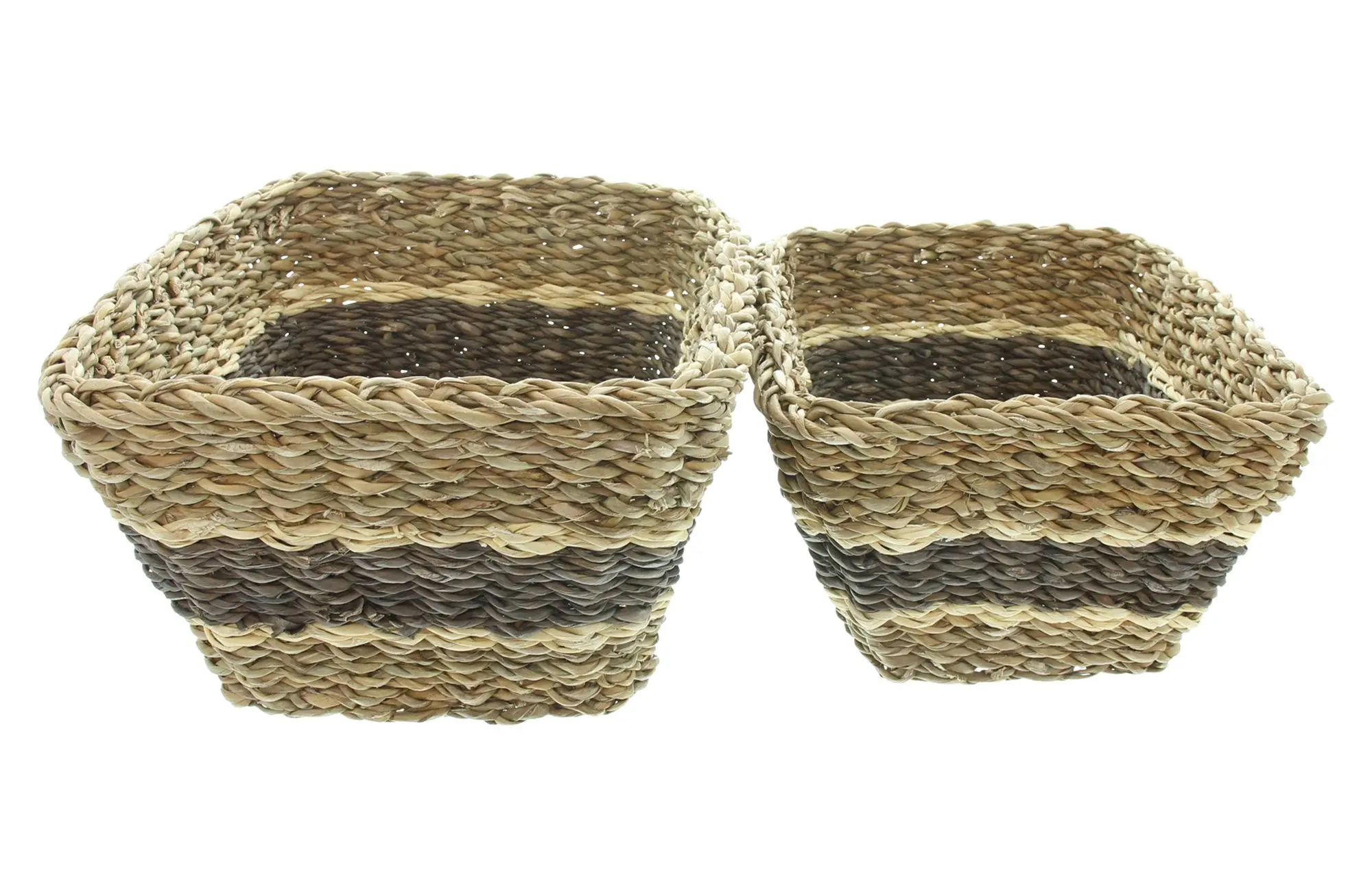 Aufbewahrungskorb "Brown Stripes", 2er Set  im Frank Flechtwaren Online Shop für Naturtöne kaufen