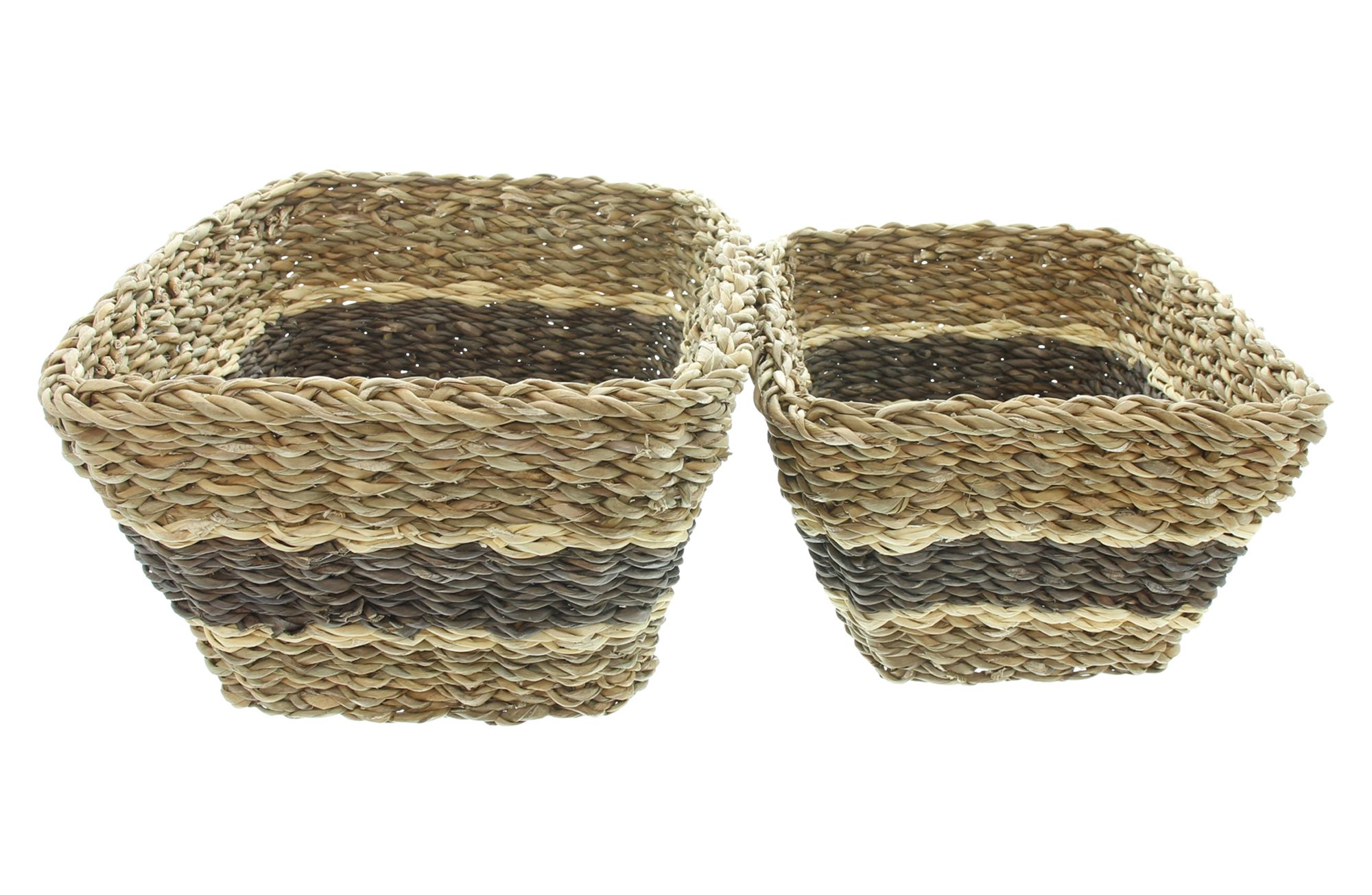 Aufbewahrungskorb "Brown Stripes", 2er Set  im Frank Flechtwaren Online Shop für Naturtöne kaufen