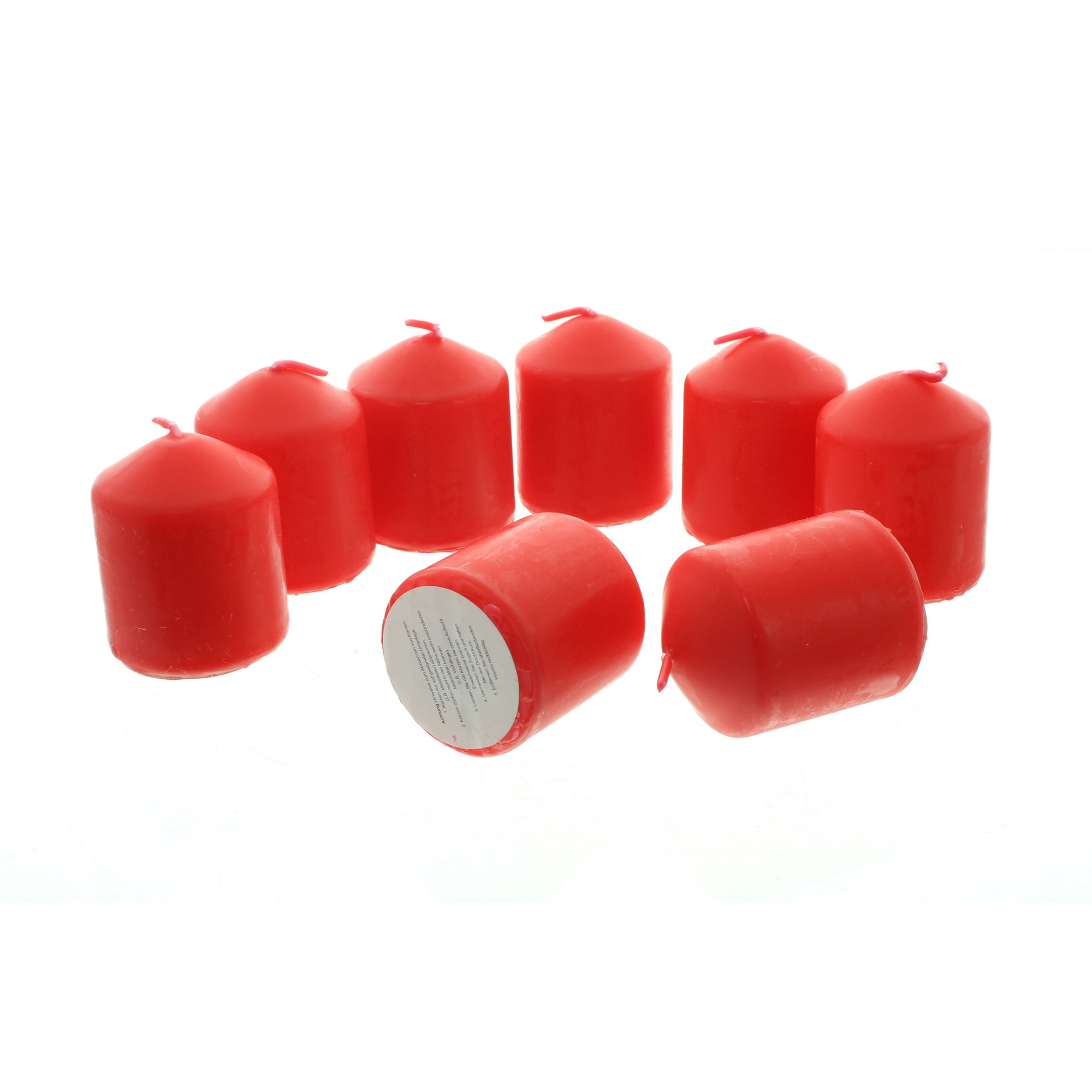 Kerze "Bright Red", 8er Set  im Frank Flechtwaren Online Shop für Kerzen &amp; LED-Kerzen kaufen