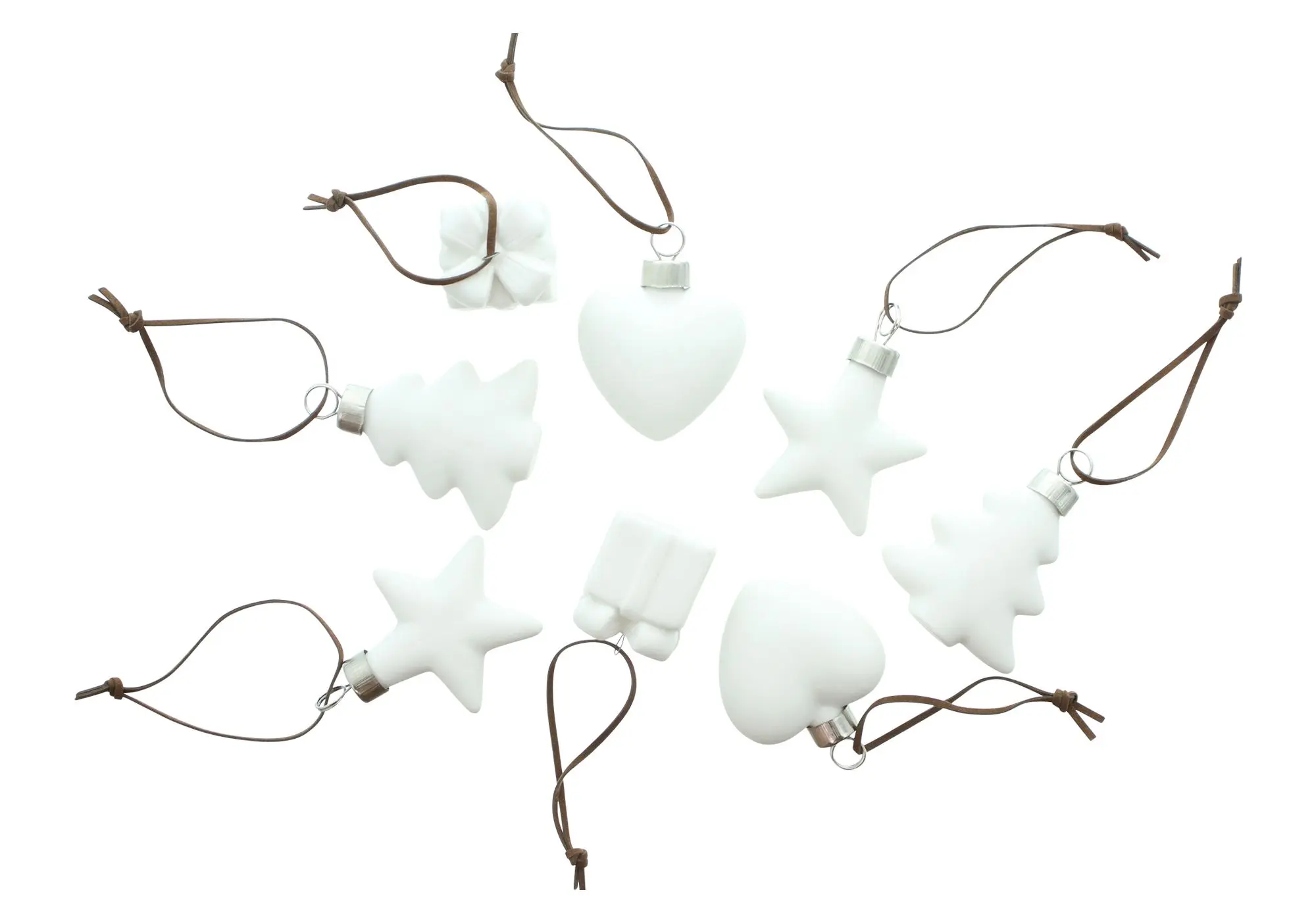 Hänger "Weiße Weihnacht", 8er Set  im Frank Flechtwaren Online Shop für Baumschmuck kaufen