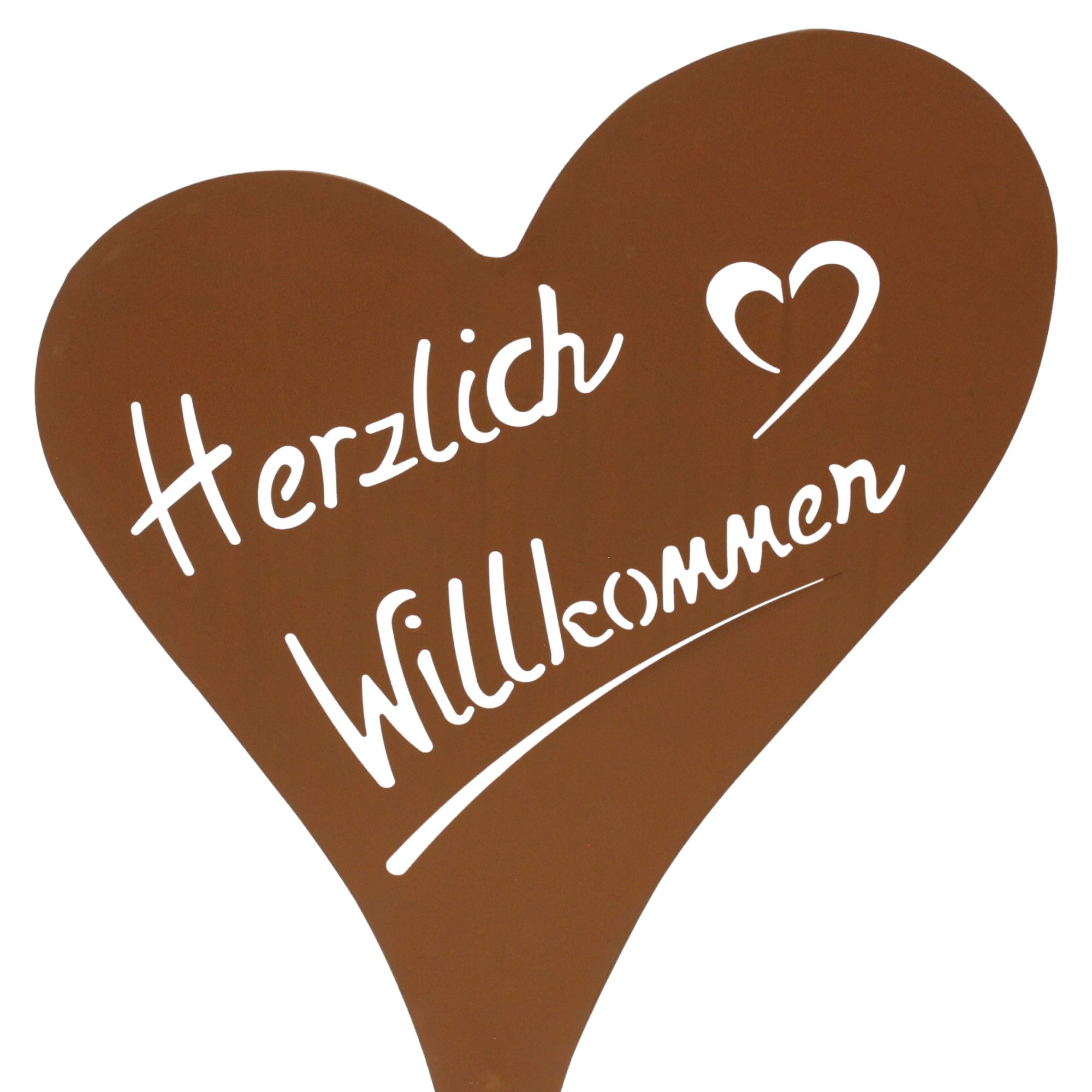 Herz "Herzlich Willkommen"  im Frank Flechtwaren Online Shop für Gartendeko kaufen