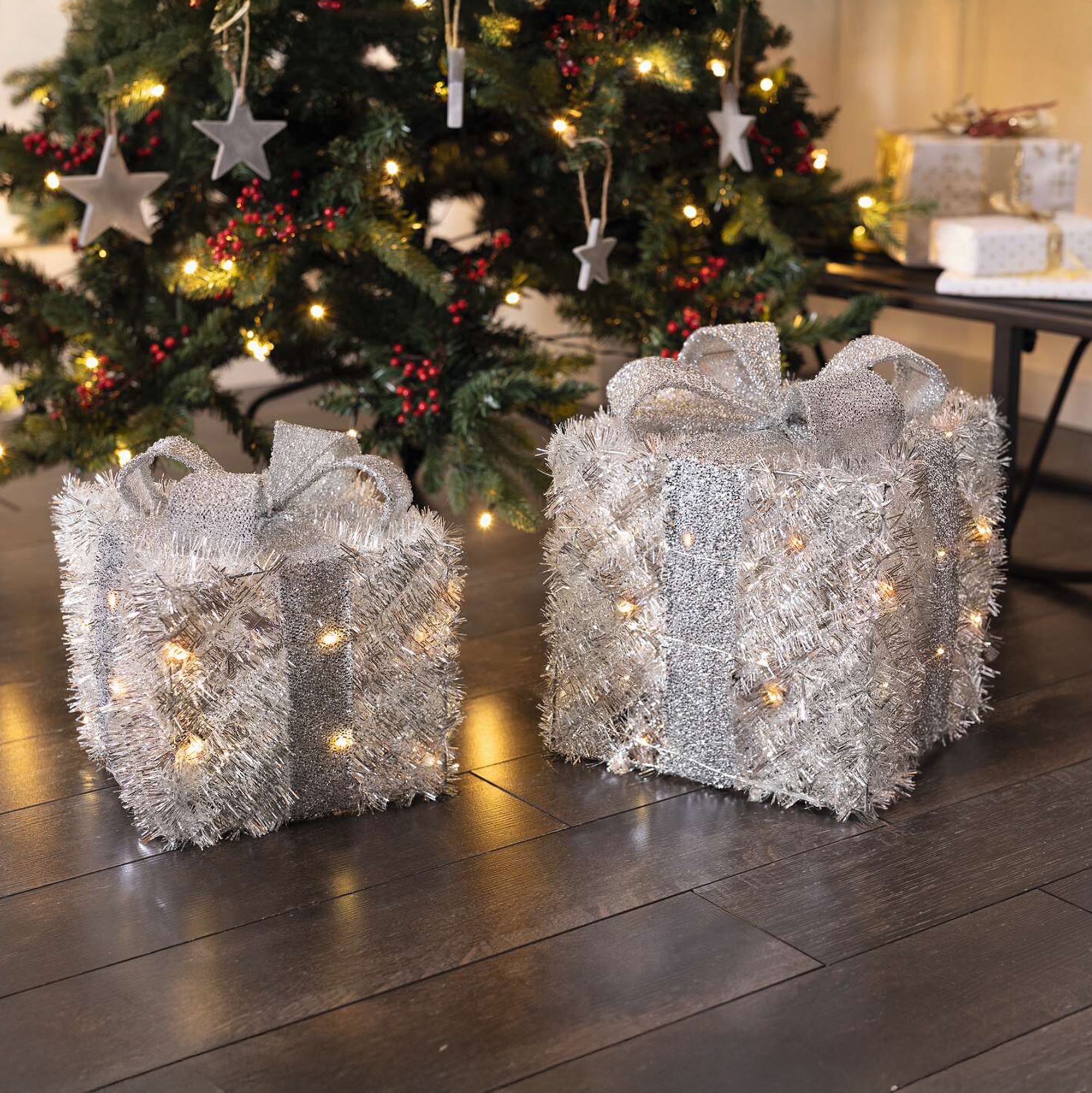LED-Geschenk "Silberglimmer", 2er Set  im Frank Flechtwaren Online Shop kaufen