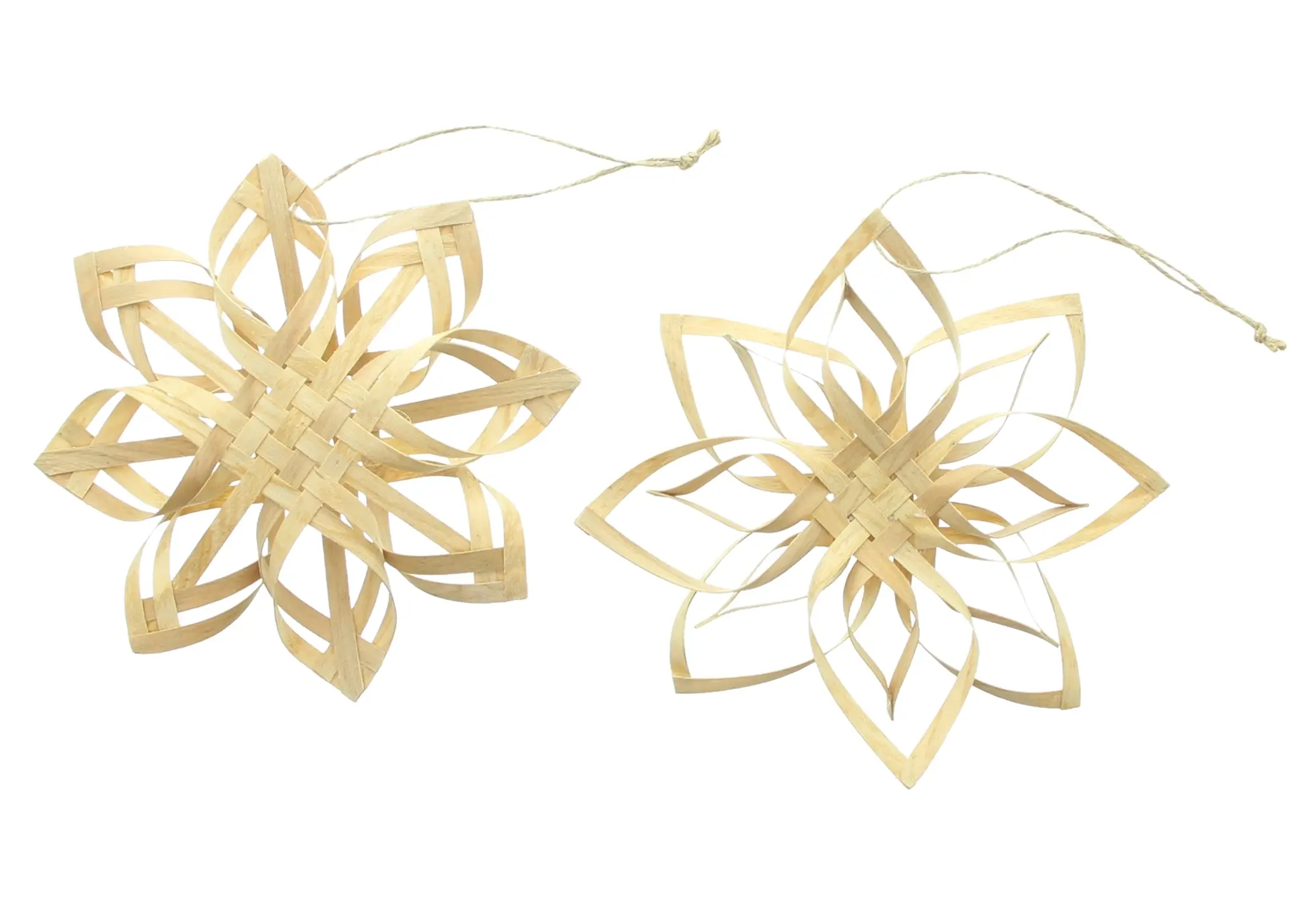 Weihnachtsstern "Holzspan", 2er Set  im Frank Flechtwaren Online Shop für Baumschmuck kaufen