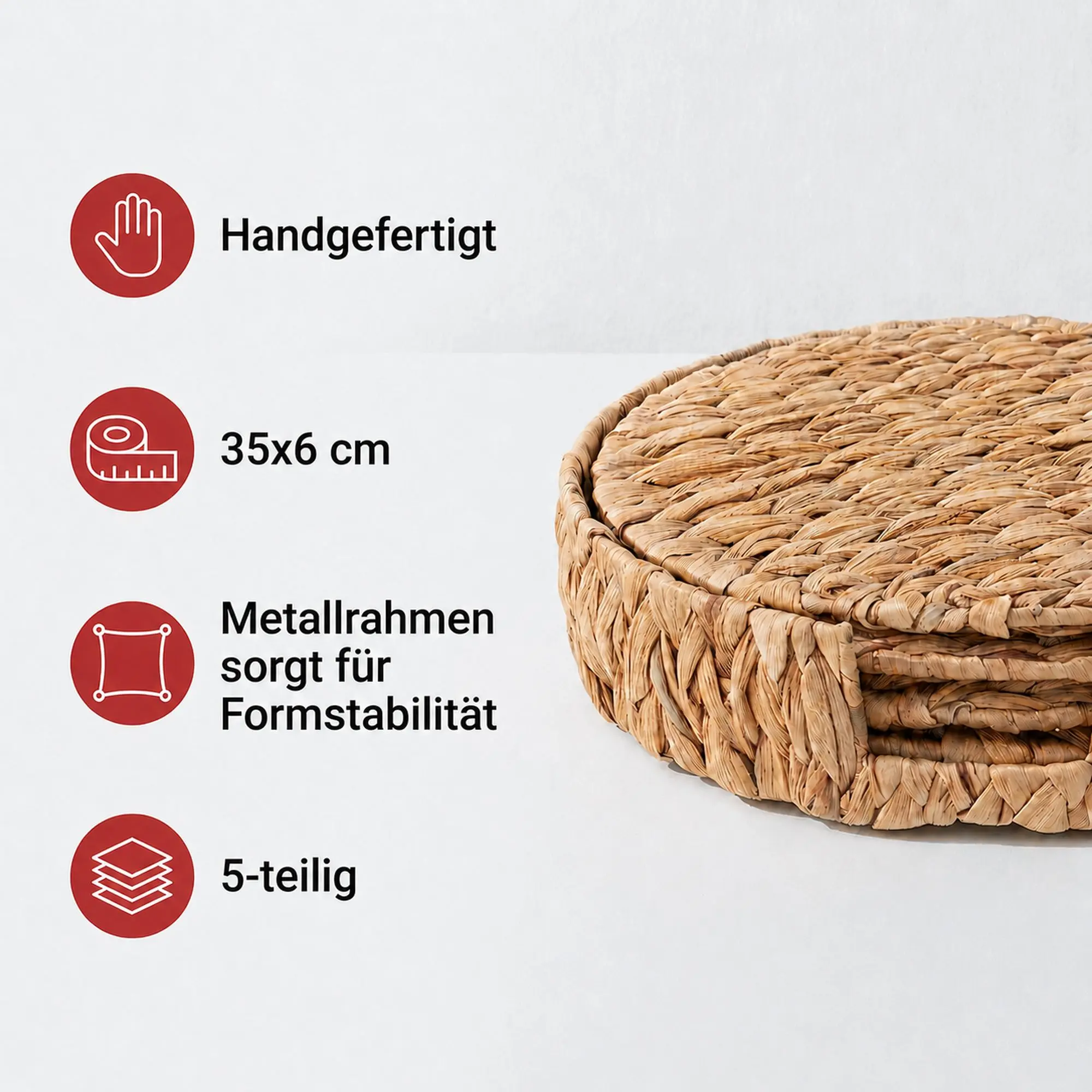 Platzteller-Set "Wasserhyazinthe", 5tlg.  im Frank Flechtwaren Online Shop für Tischsets kaufen
