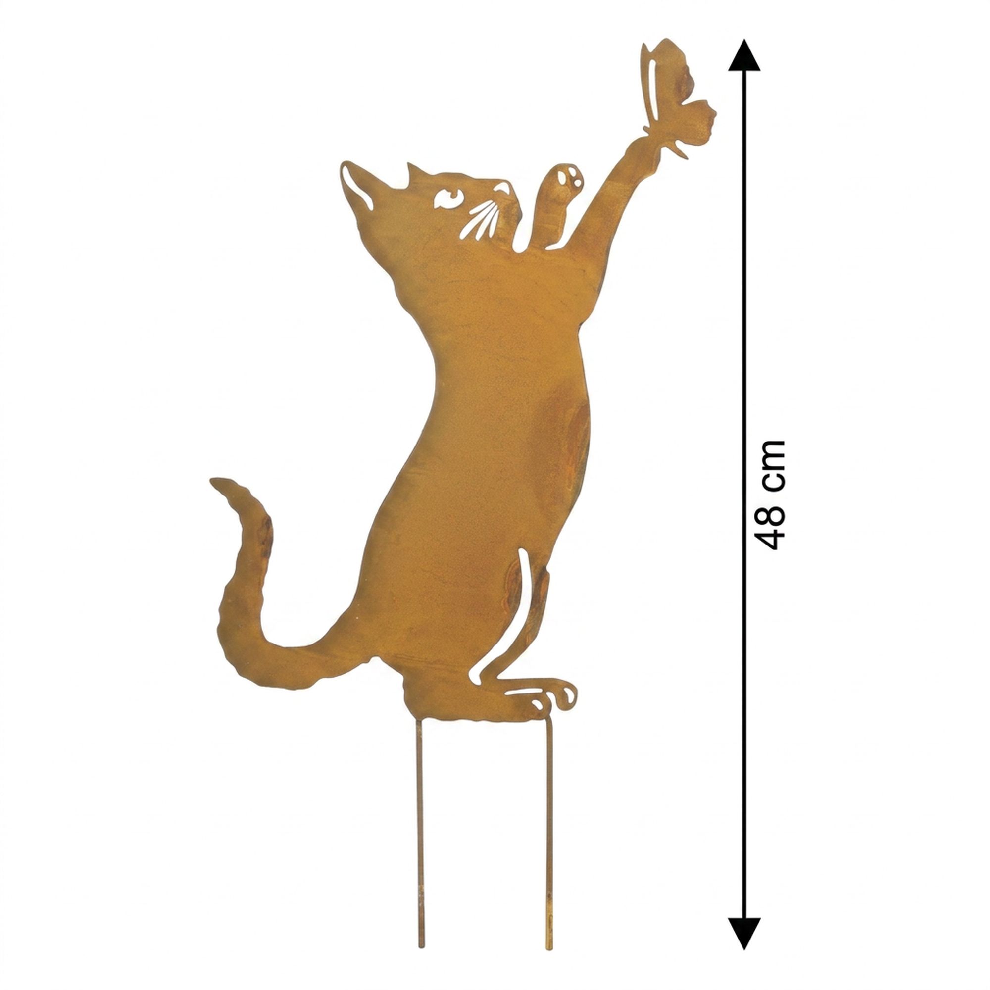 Gartenstecker "Katze mit Schmetterling"  im Frank Flechtwaren Online Shop für Bunter Ostergarten kaufen