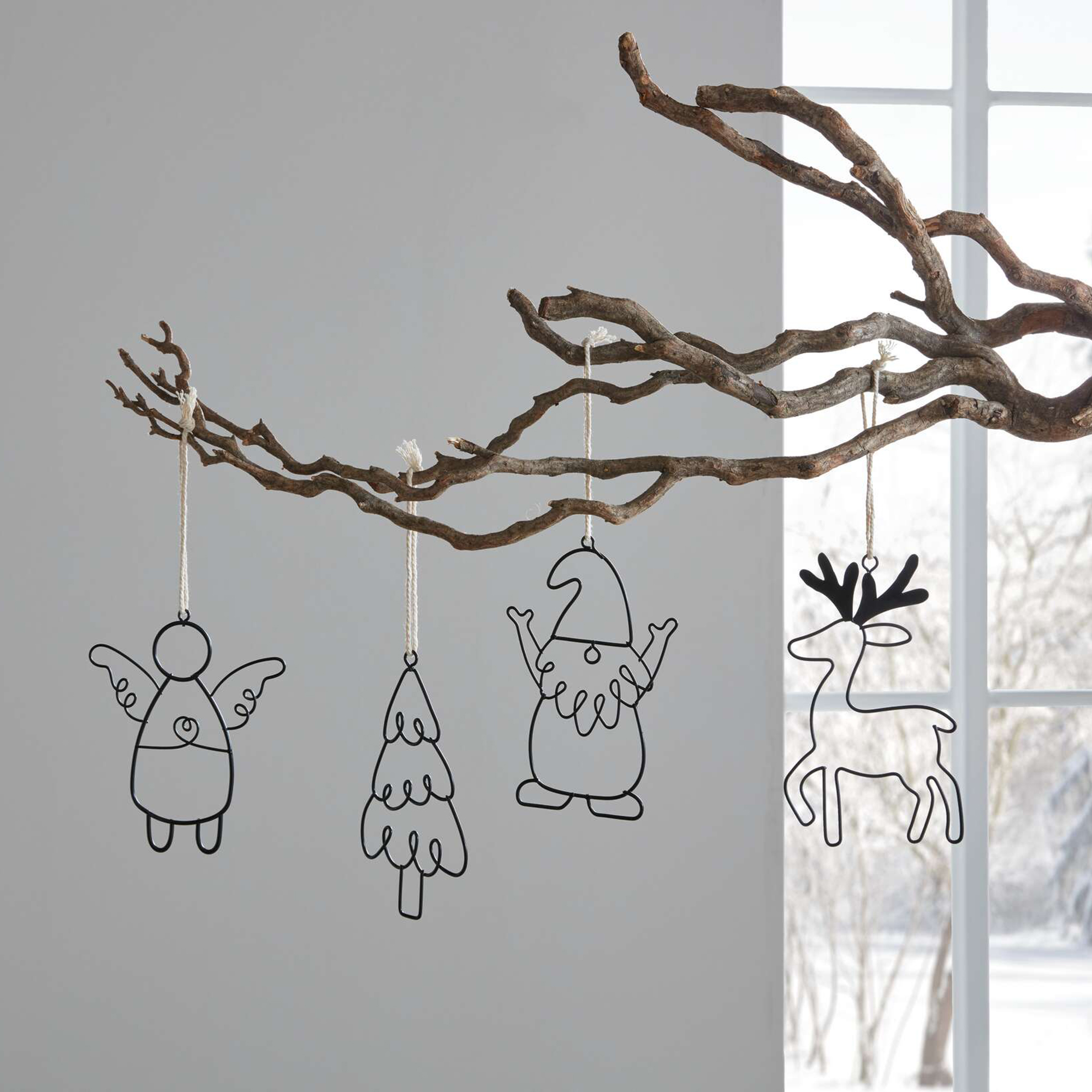 Weihnachtshänger "Black", 4er Set  im Frank Flechtwaren Online Shop für Baumschmuck kaufen