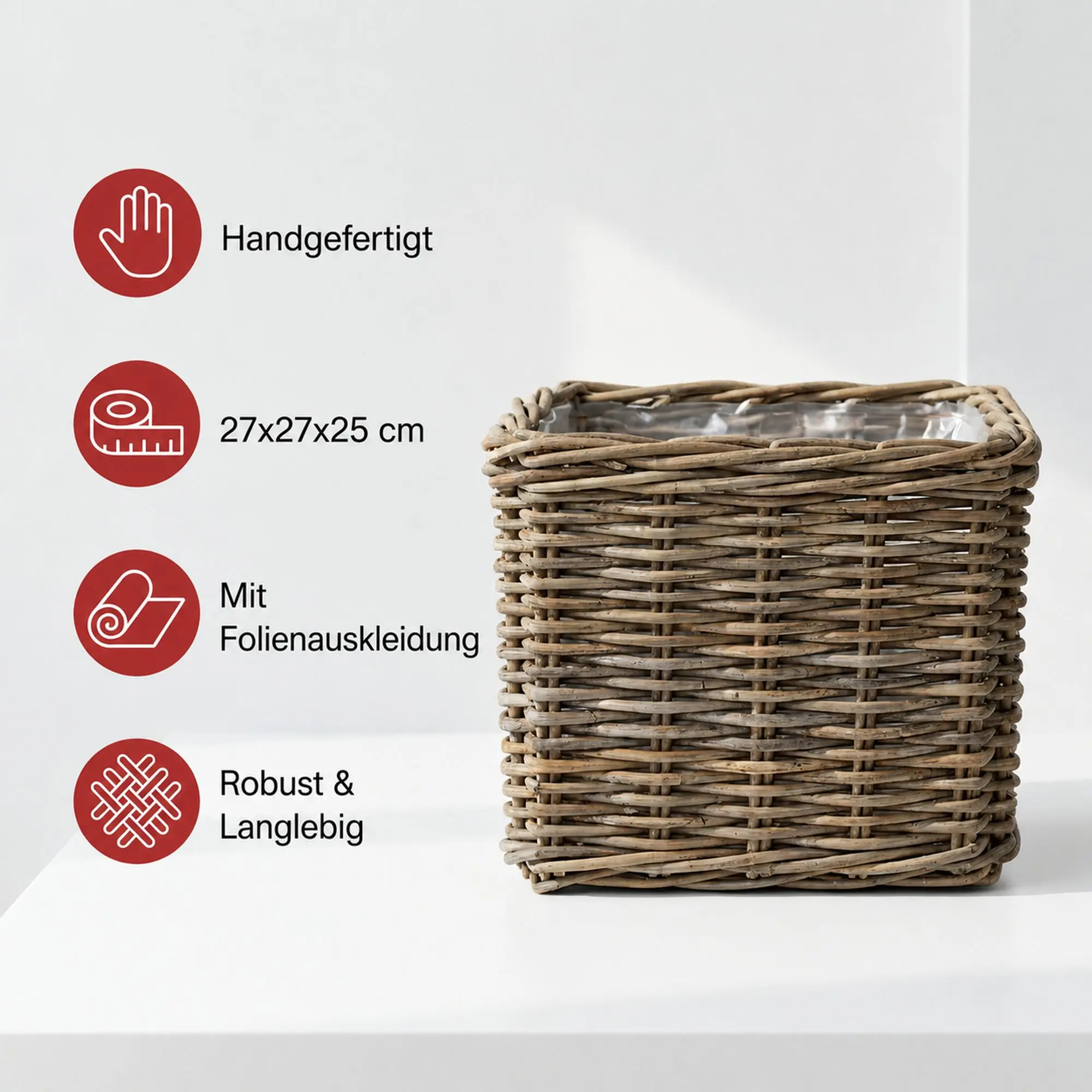Pflanzer "Rattan", groß  im Frank Flechtwaren Online Shop für Pflanzkörbe kaufen
