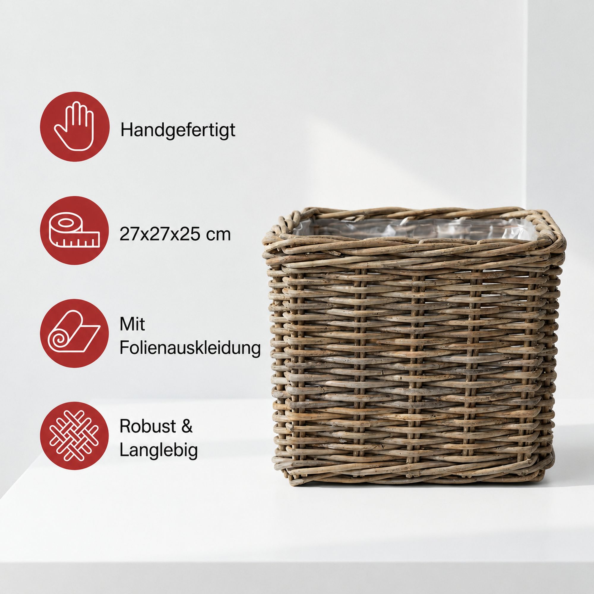Pflanzer "Rattan", groß  im Frank Flechtwaren Online Shop für Pflanzkörbe kaufen