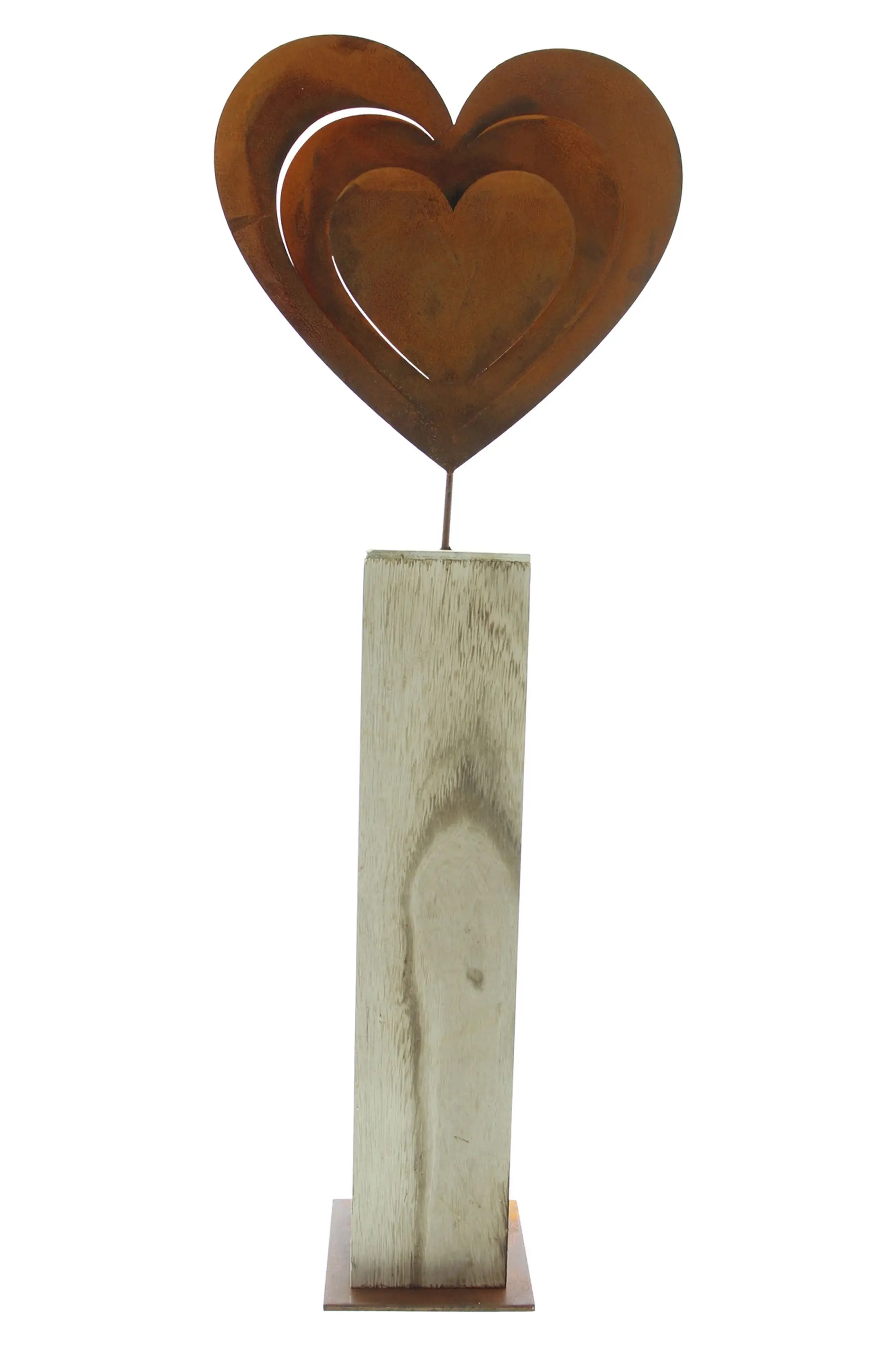 Holzsäule "Rostherz"  im Frank Flechtwaren Online Shop für Dekosäulen kaufen