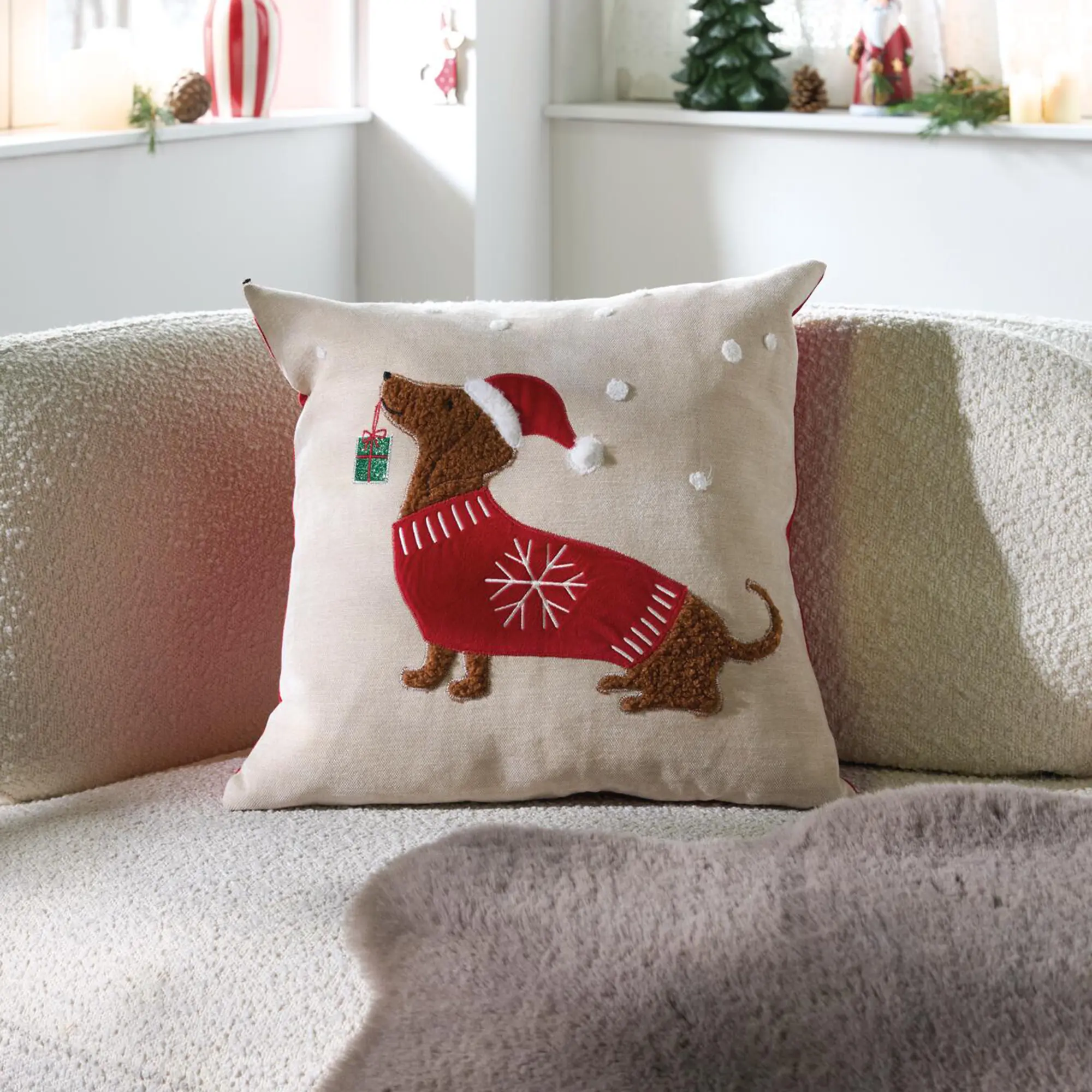 Kissenhülle "Weihnachtsdackel"  im Frank Flechtwaren Online Shop kaufen