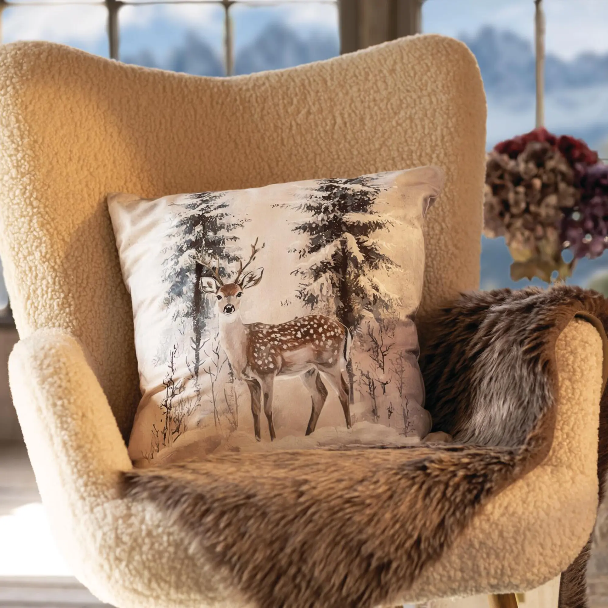 Kissenhülle "Winterhirsch"  im Frank Flechtwaren Online Shop kaufen