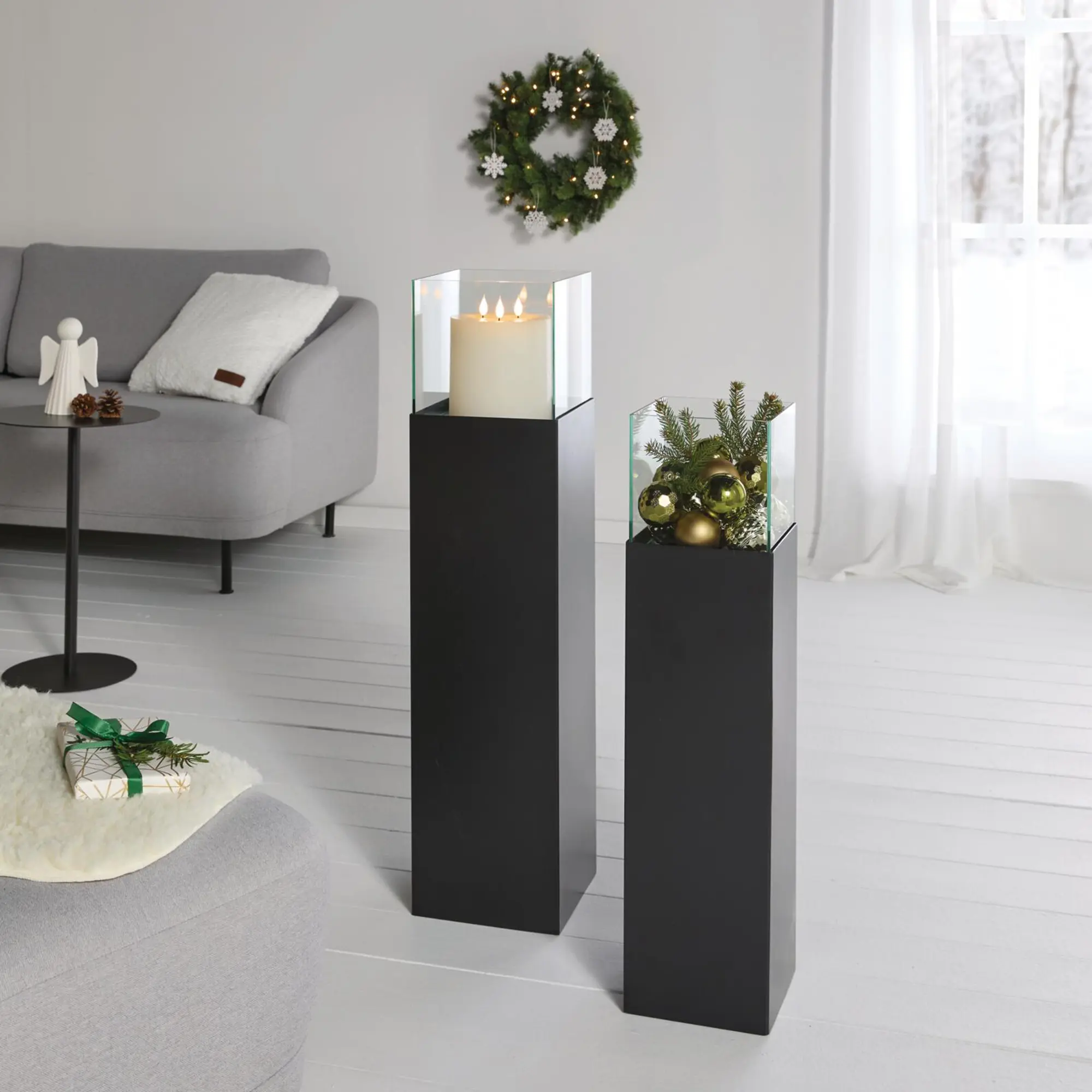Windlicht-Säule "Modern Black", 2er Set  im Frank Flechtwaren Online Shop kaufen