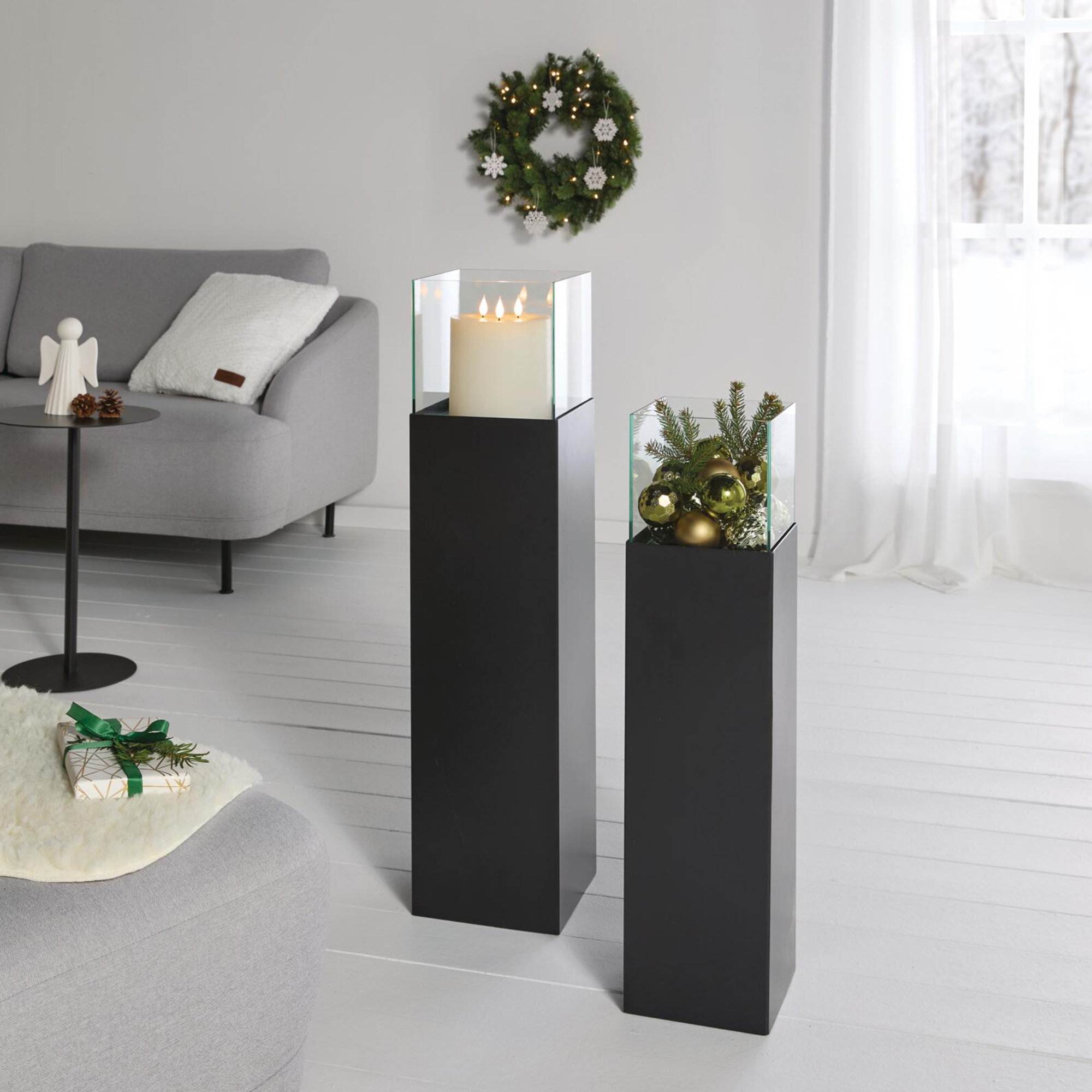 Windlicht-Säule "Modern Black", 2er Set  im Frank Flechtwaren Online Shop kaufen