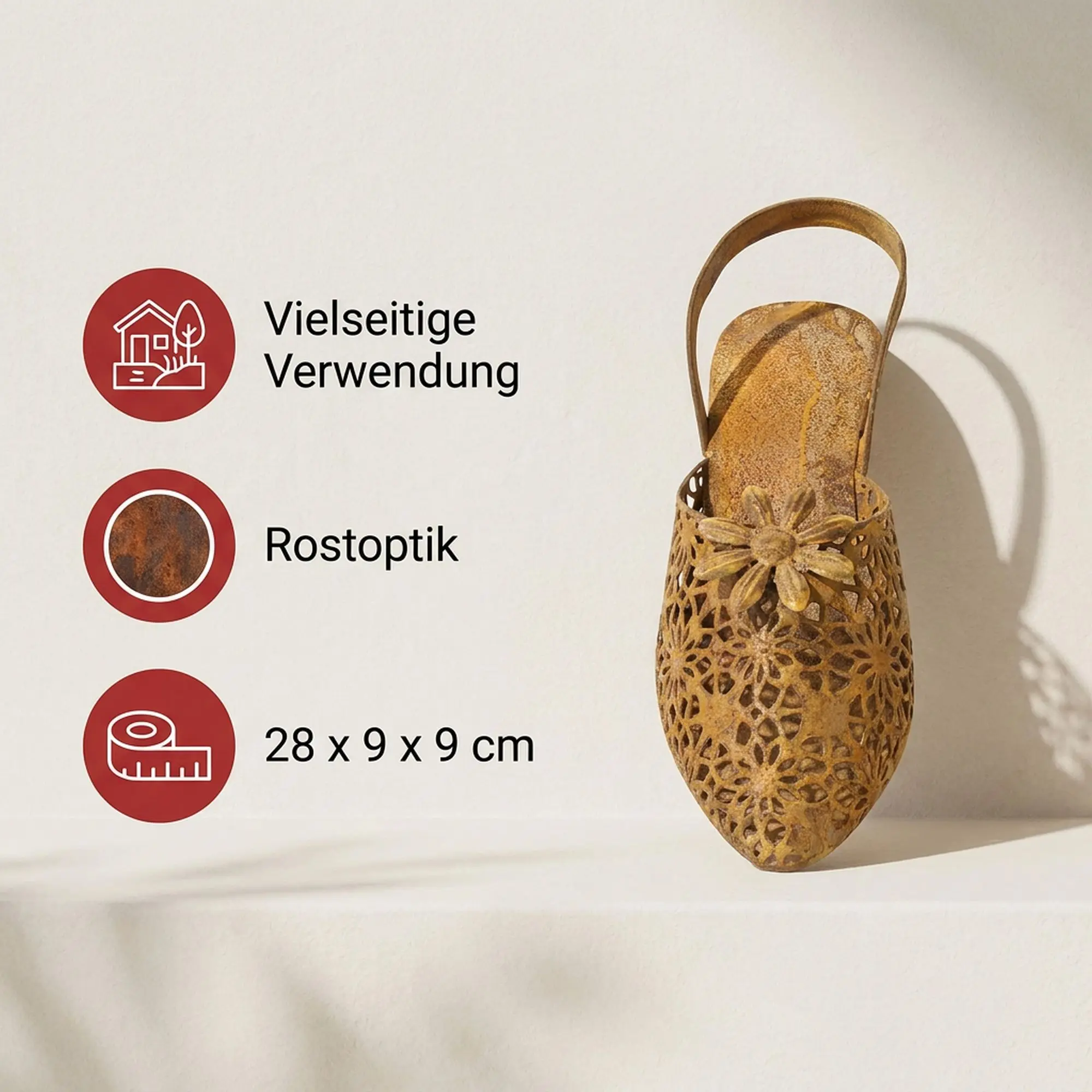 Dekoschuh "Flowers"  im Frank Flechtwaren Online Shop für Rostdeko für Ihren Garten kaufen