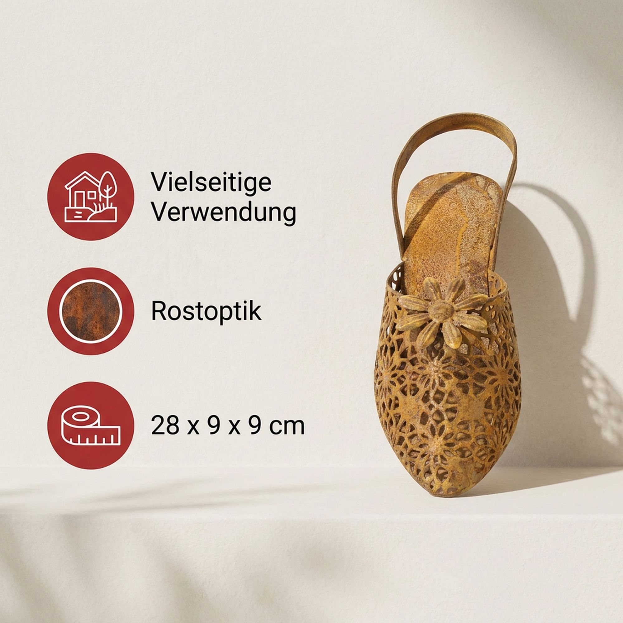 Dekoschuh "Flowers"  im Frank Flechtwaren Online Shop für Rostdeko für Ihren Garten kaufen