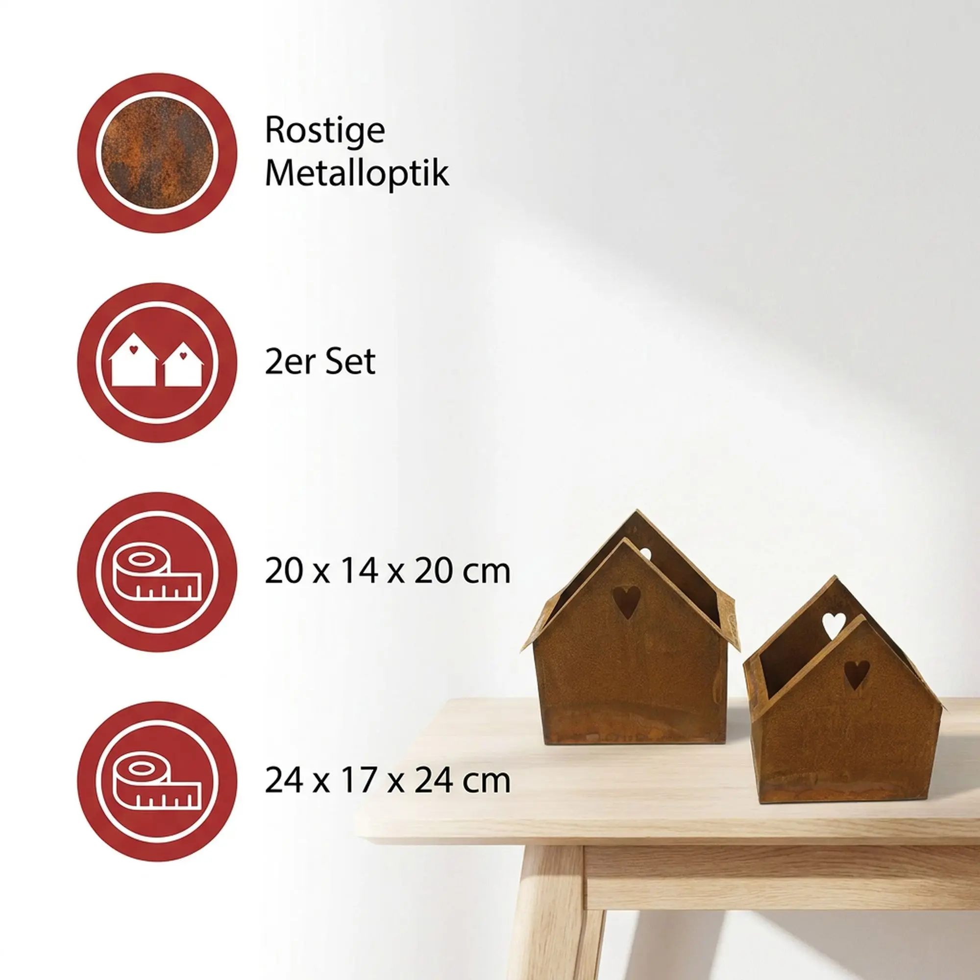Pflanzer "Rost-Haus", 2er Set  im Frank Flechtwaren Online Shop für Dekohäuser kaufen