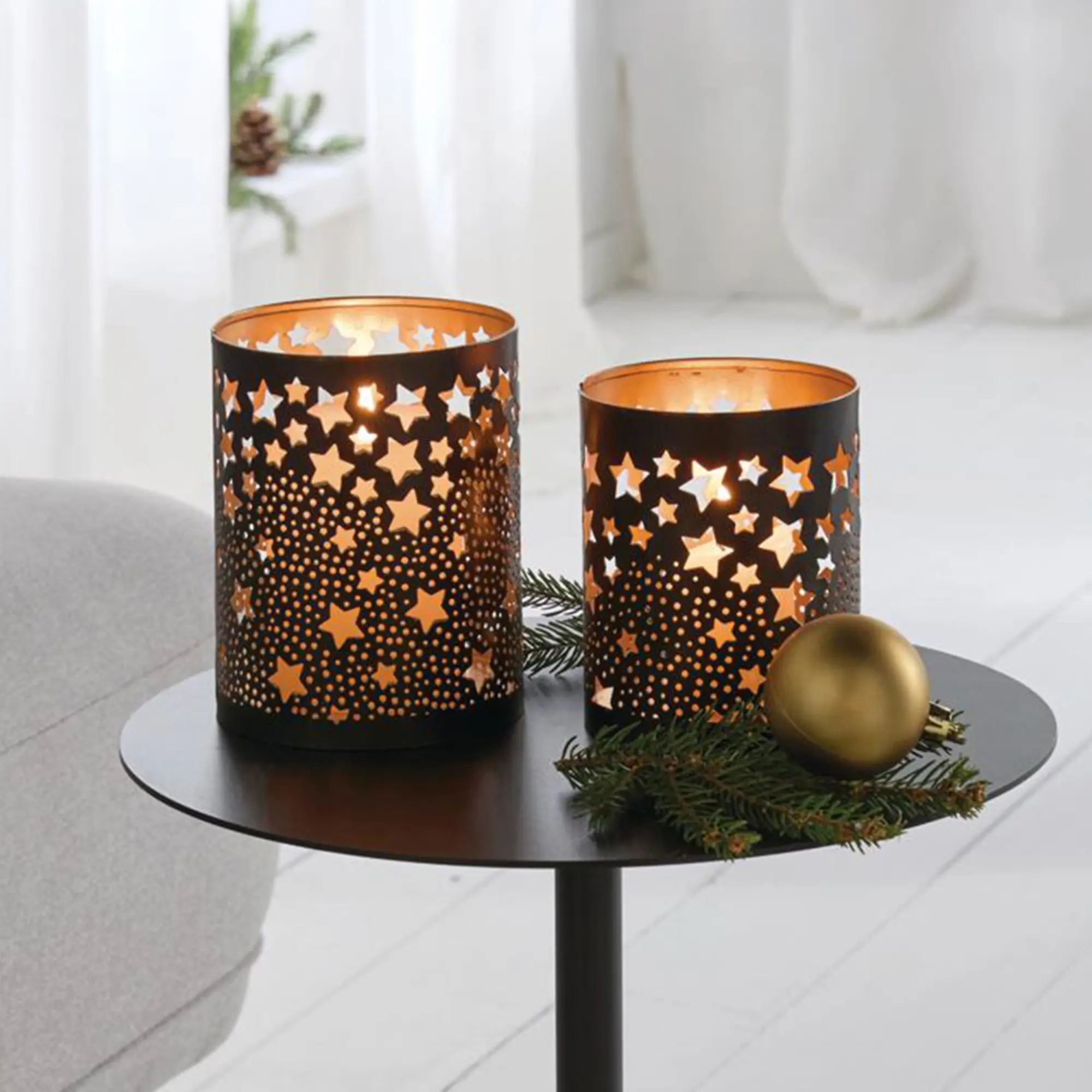Windlicht "Sternenregen", 2er Set  im Frank Flechtwaren Online Shop kaufen