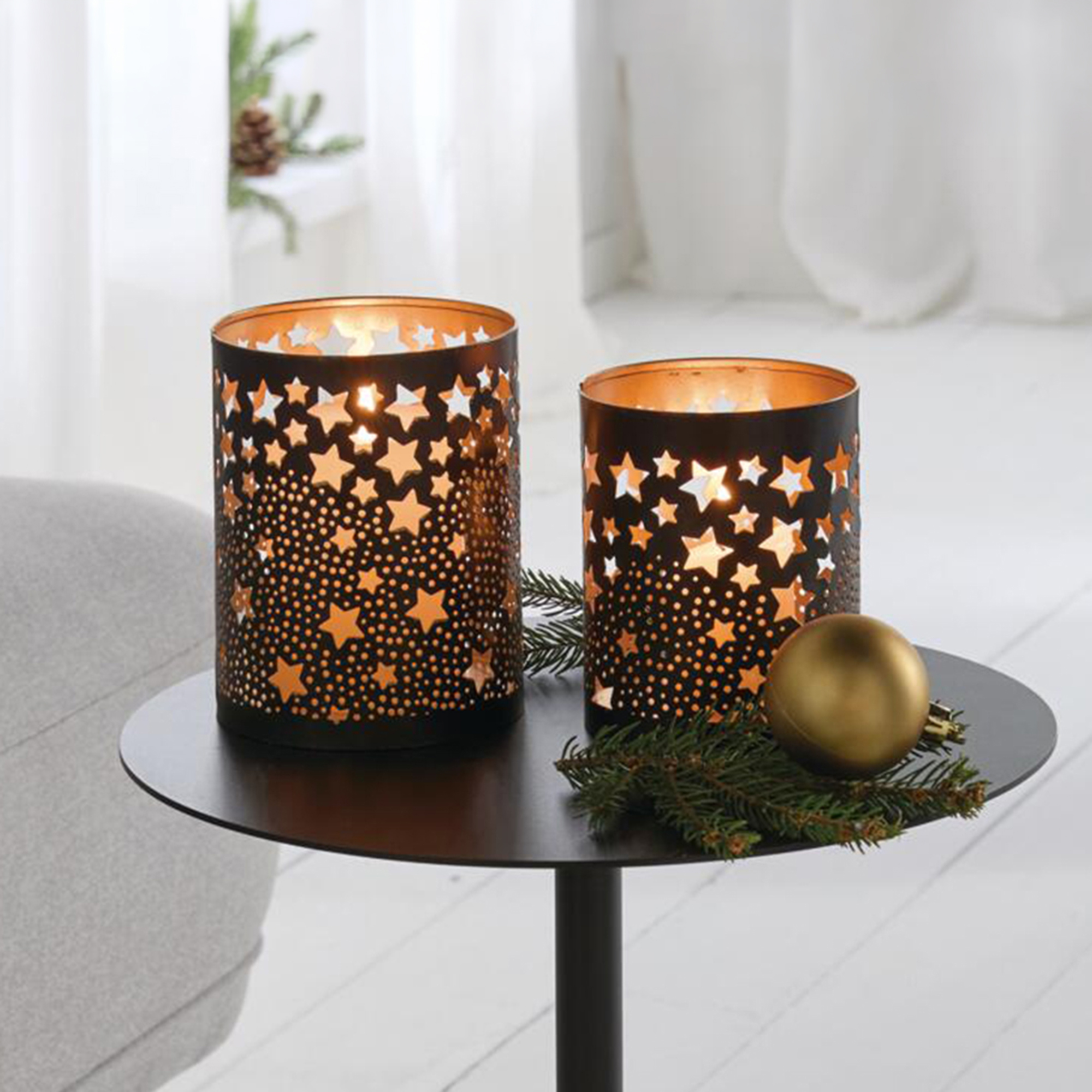 Windlicht "Sternenregen", 2er Set  im Frank Flechtwaren Online Shop kaufen